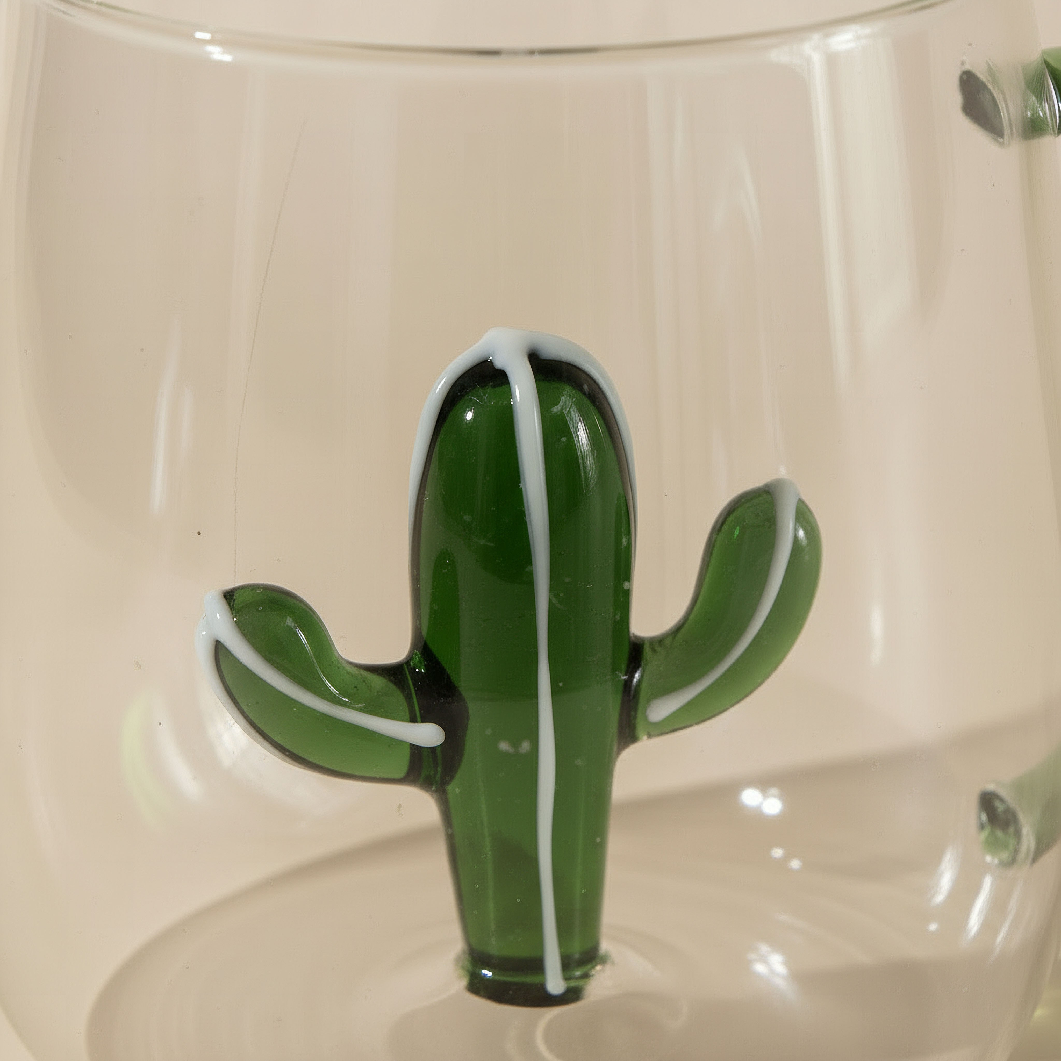 Zen Borosilicate Glass 3D Cactus Design Coffee Cup with Handle - 300 ml-hbxdecorandfurnishings-tabletop-glassware-image-2