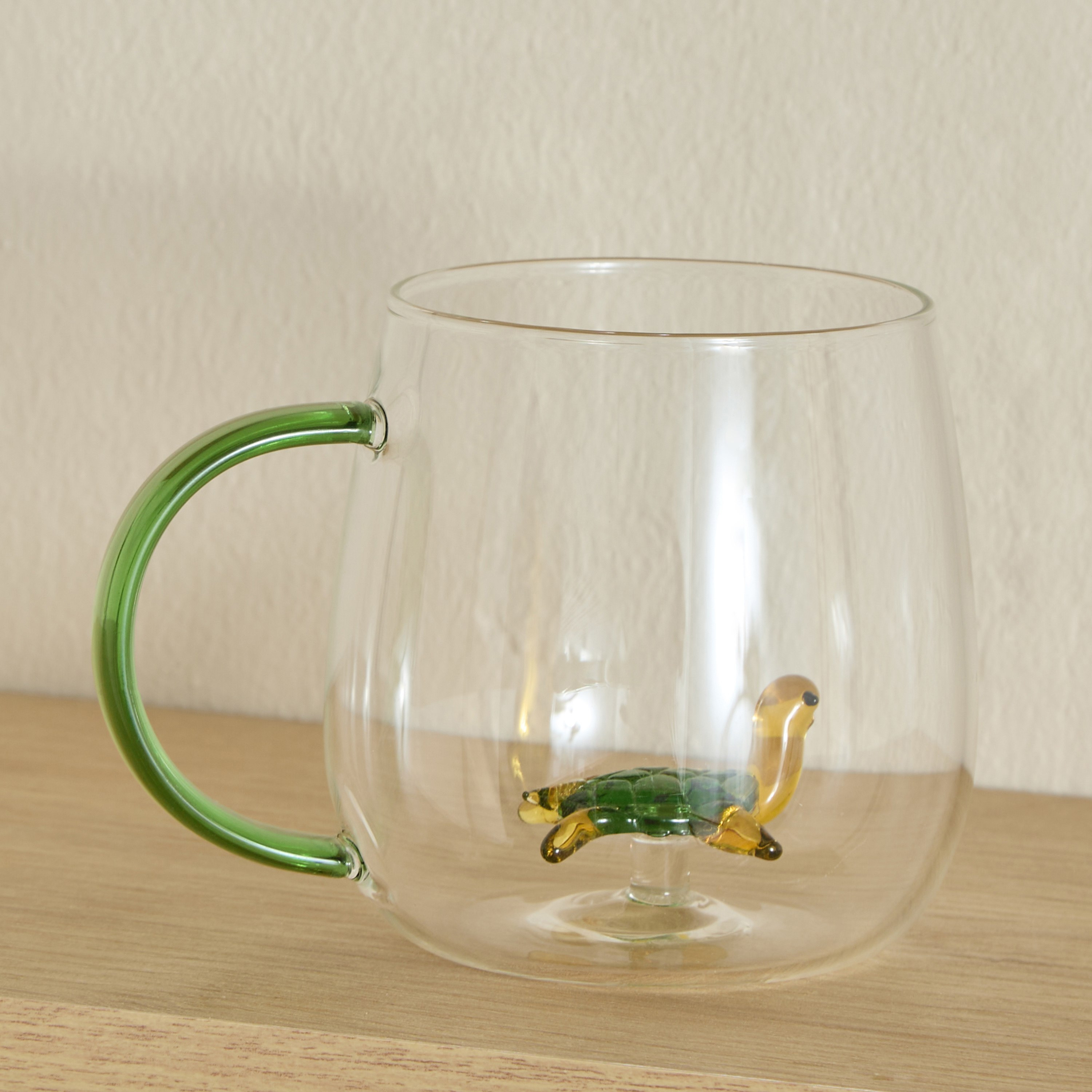 Zen Borosilicate Glass 3D Tortoise Design Coffee Cup with Handle - 300 ml-hbxdecorandfurnishings-tabletop-glassware-image-4