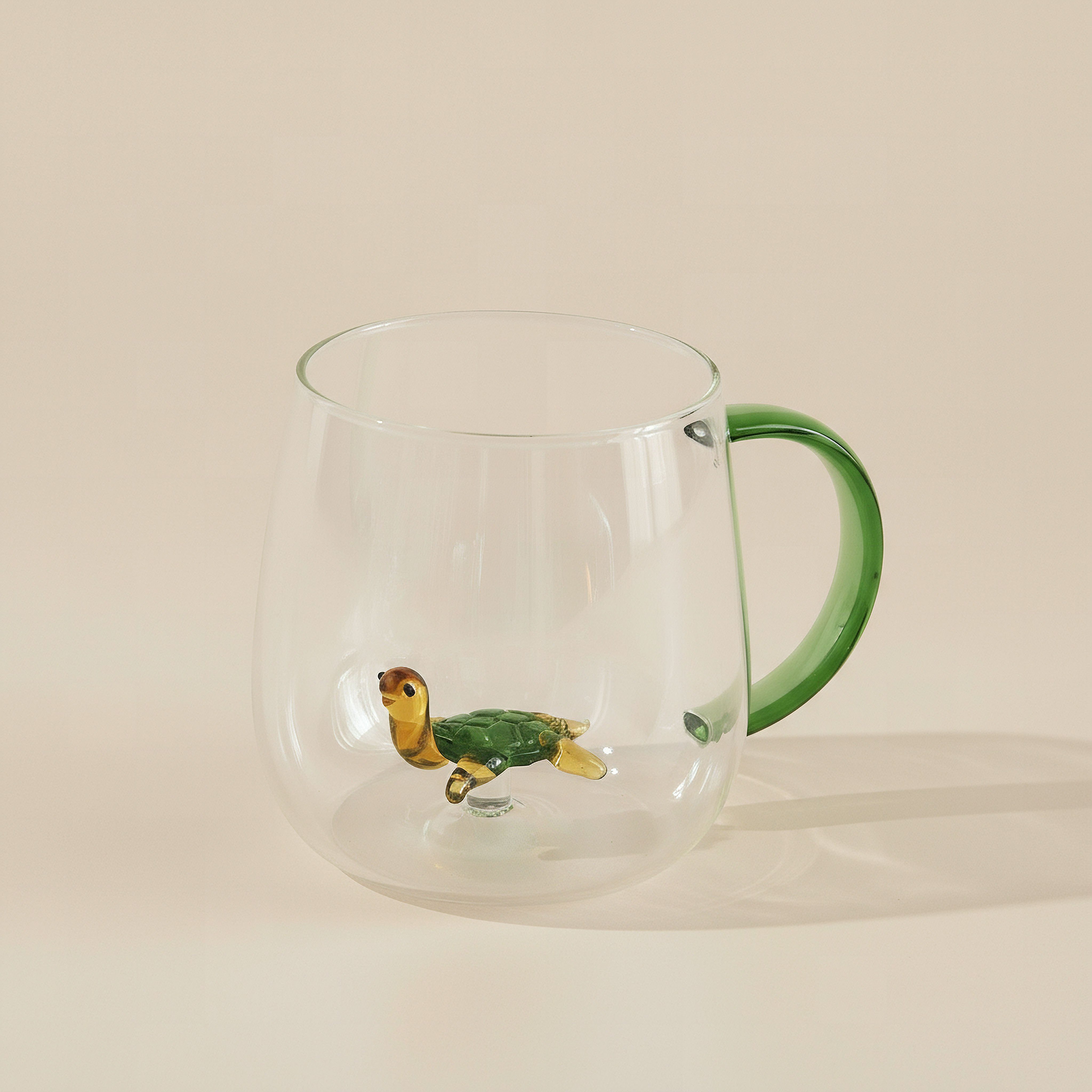Zen Borosilicate Glass 3D Tortoise Design Coffee Cup with Handle - 300 ml-hbxdecorandfurnishings-tabletop-glassware-image-1