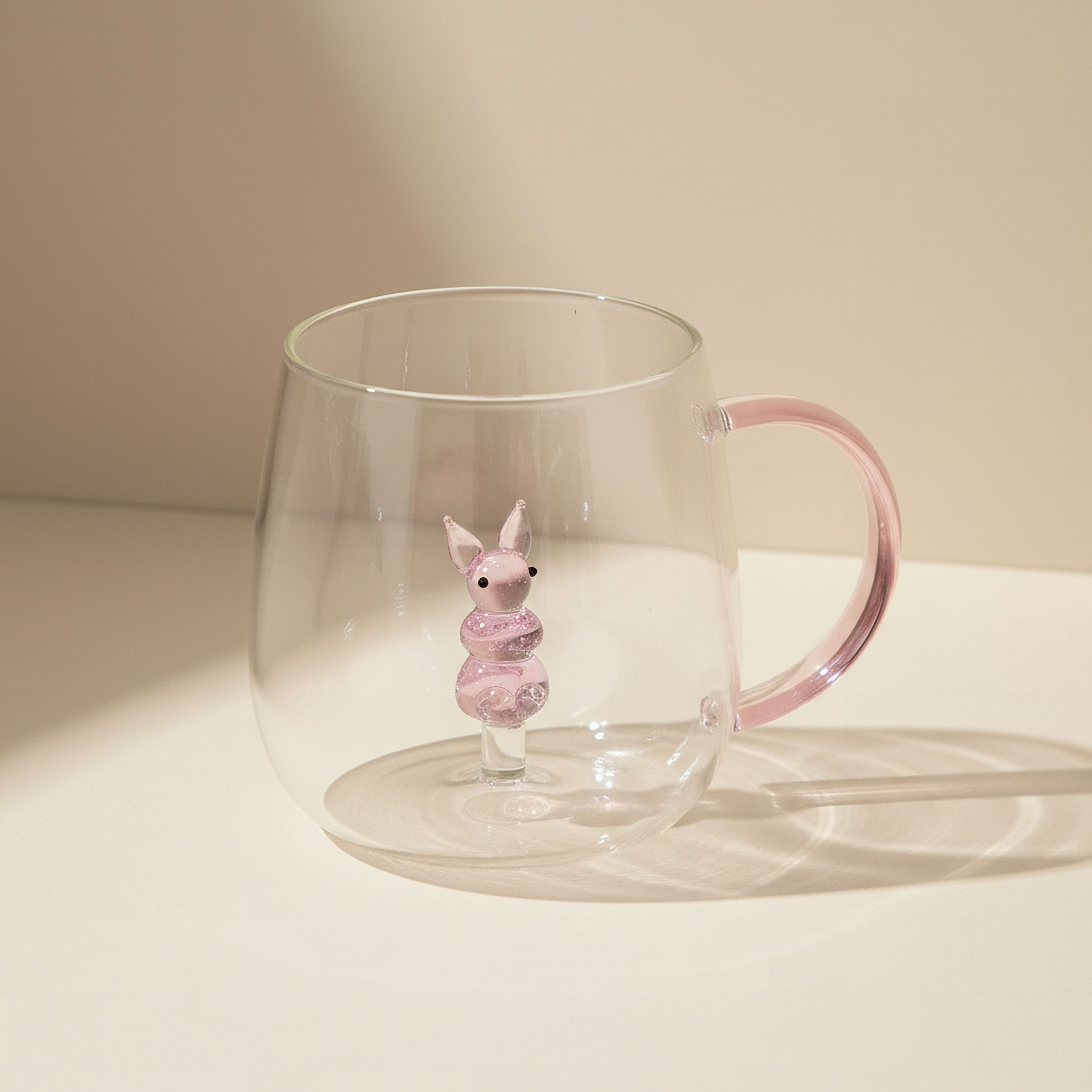 Zen Borosilicate Glass 3D Rabbit Design Coffee Cup with Handle - 300 ml-hbxdecorandfurnishings-tabletop-glassware-image-1