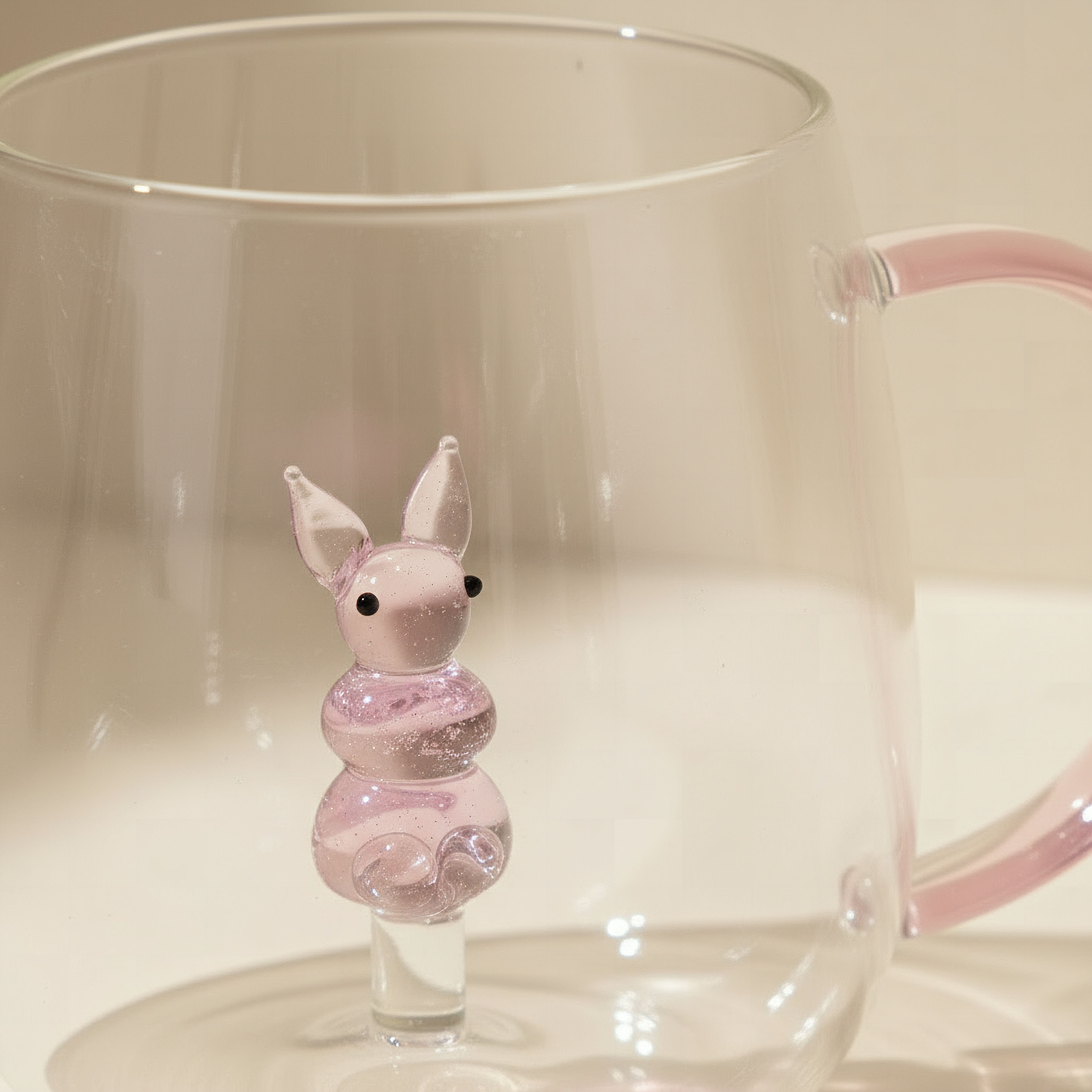 Zen Borosilicate Glass 3D Rabbit Design Coffee Cup with Handle - 300 ml-hbxdecorandfurnishings-tabletop-glassware-image-2