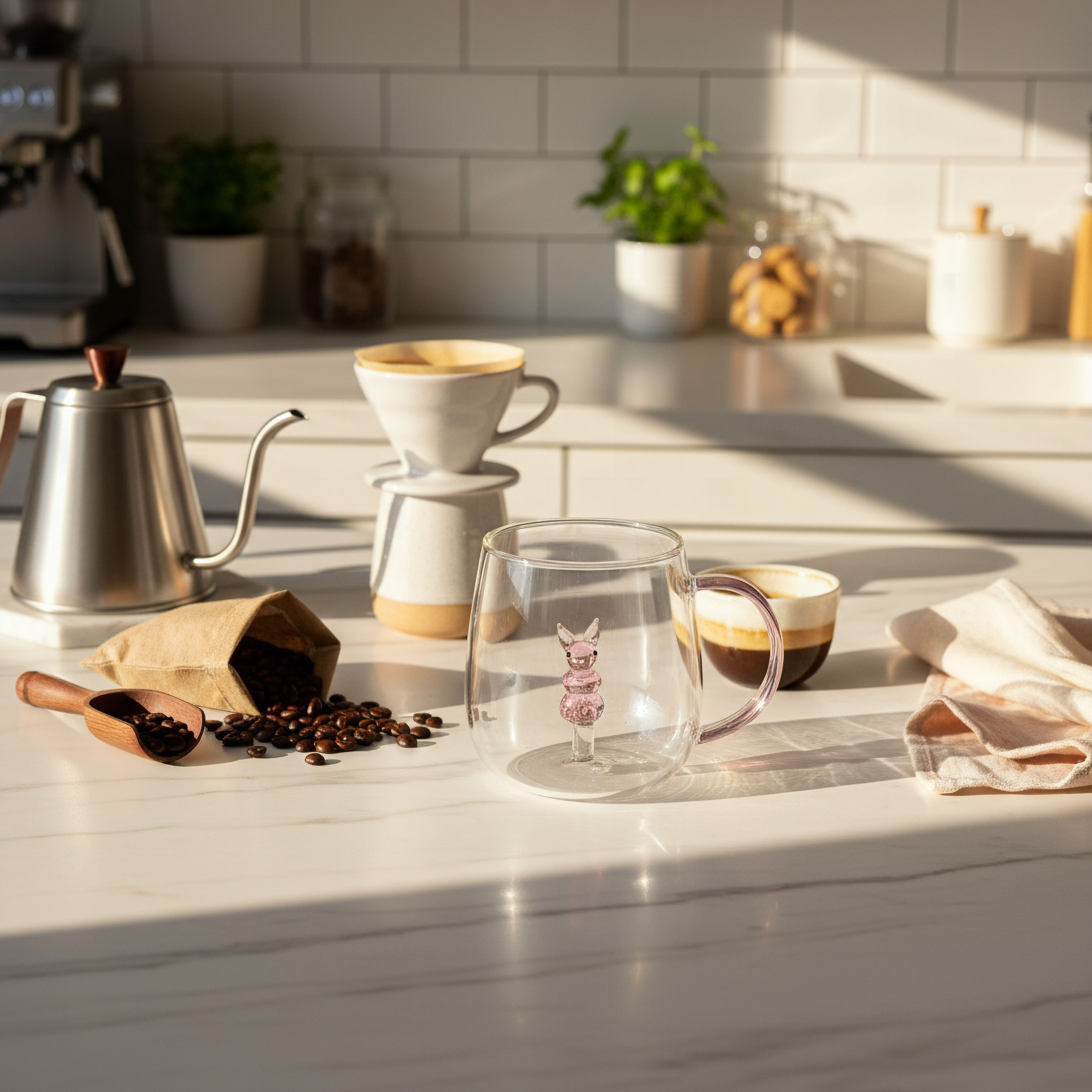 Zen Borosilicate Glass 3D Rabbit Design Coffee Cup with Handle - 300 ml-hbxdecorandfurnishings-tabletop-glassware-image-3