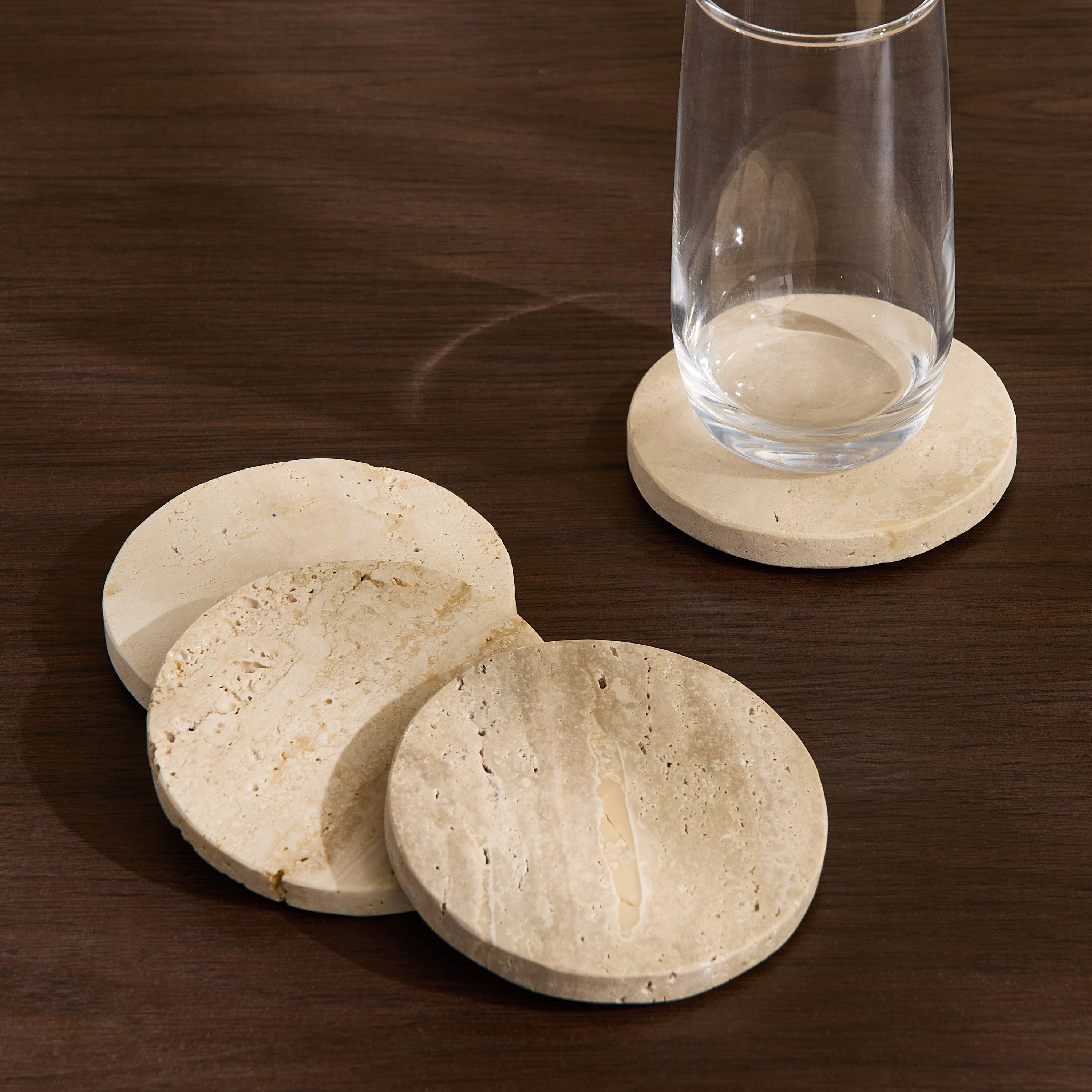 Zen 4-Piece Travertine Stone Round Marble Coaster Set - 10x10 cm-hbxdecorandfurnishings-tabletop-serveware-image-4