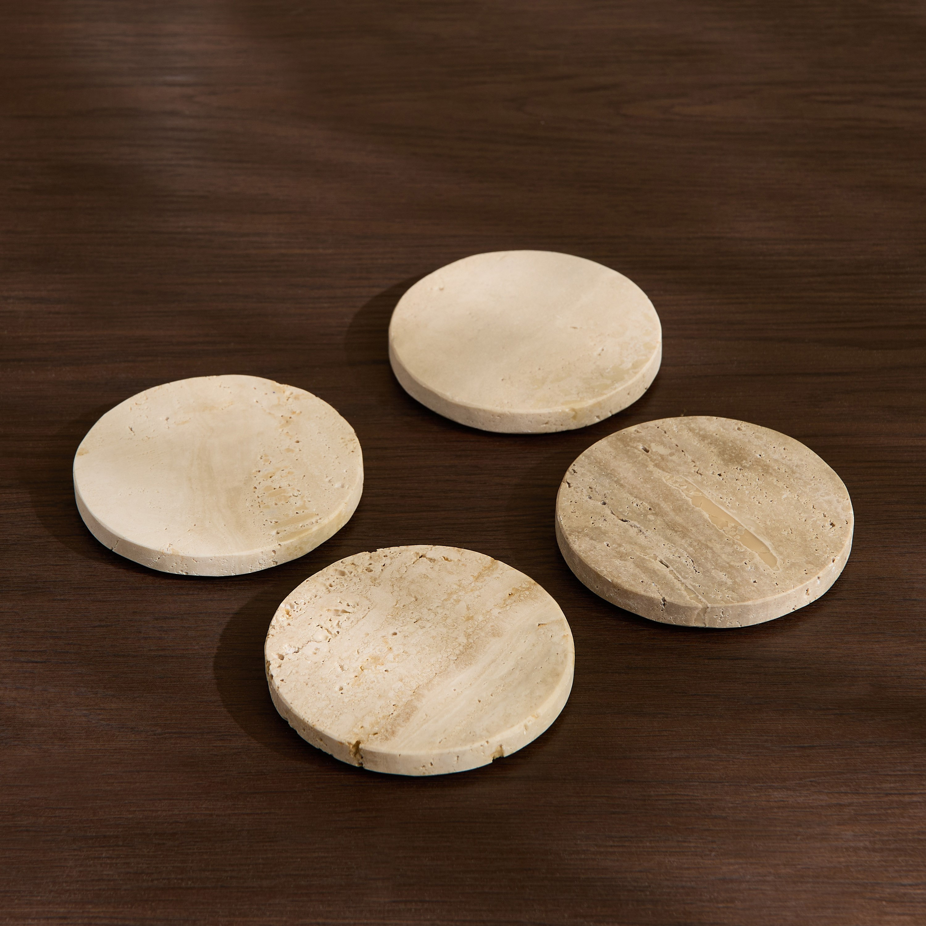 Zen 4-Piece Travertine Stone Round Marble Coaster Set - 10x10 cm-hbxdecorandfurnishings-tabletop-serveware-image-5