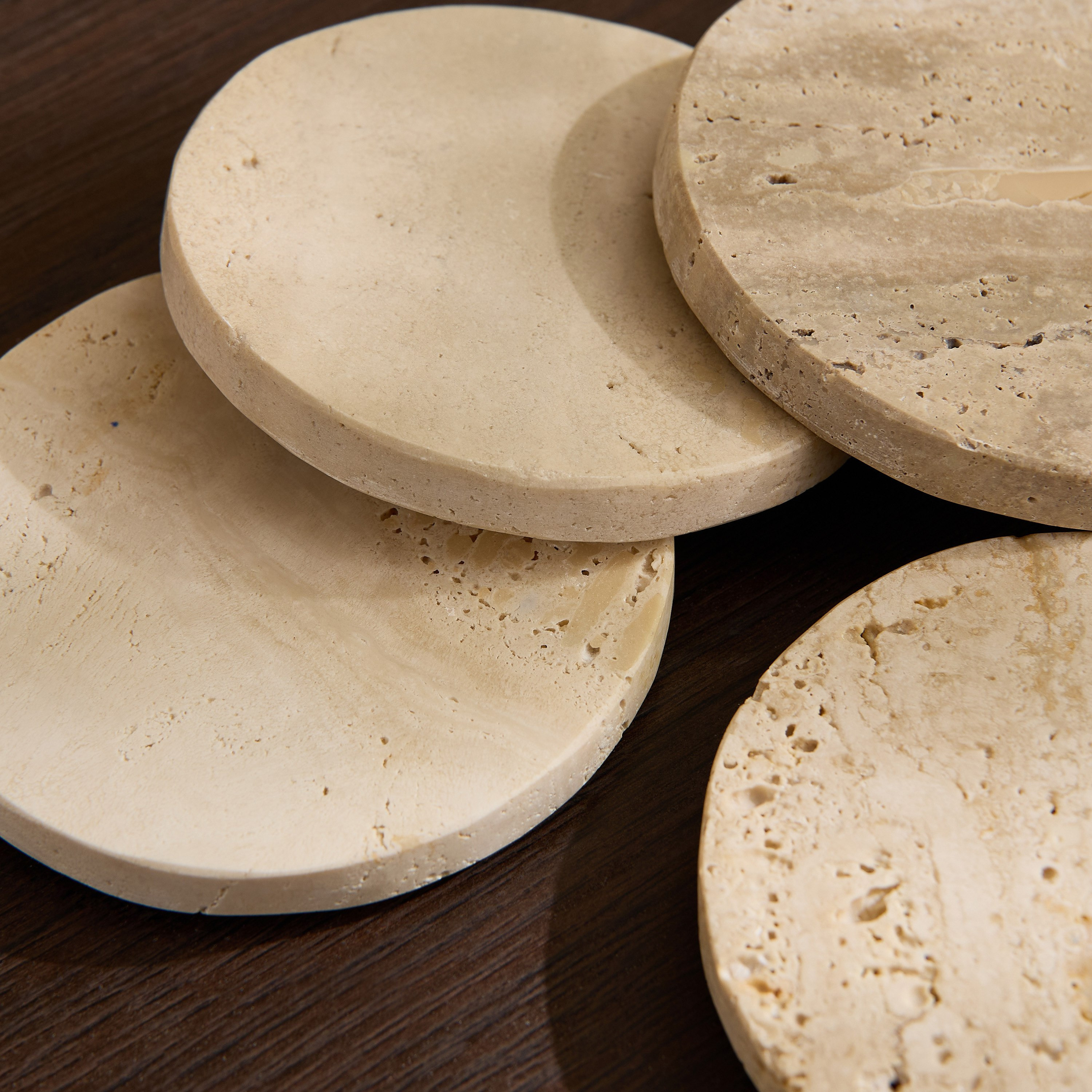 Zen 4-Piece Travertine Stone Round Marble Coaster Set - 10x10 cm-hbxdecorandfurnishings-tabletop-serveware-image-6