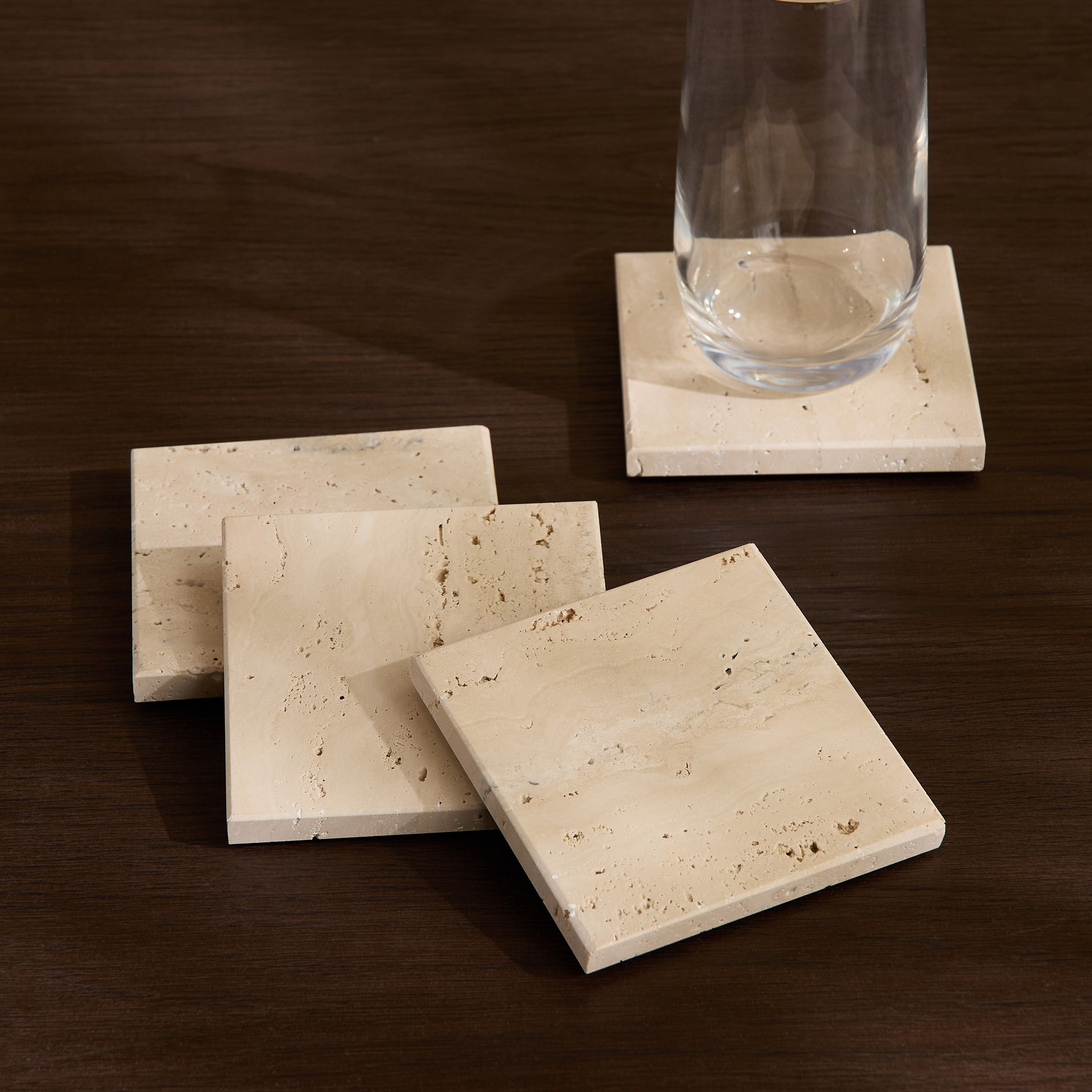 Zen 4-Piece Travertine Stone Square Marble Coaster Set - 10x10 cm-hbxdecorandfurnishings-tabletop-serveware-image-4