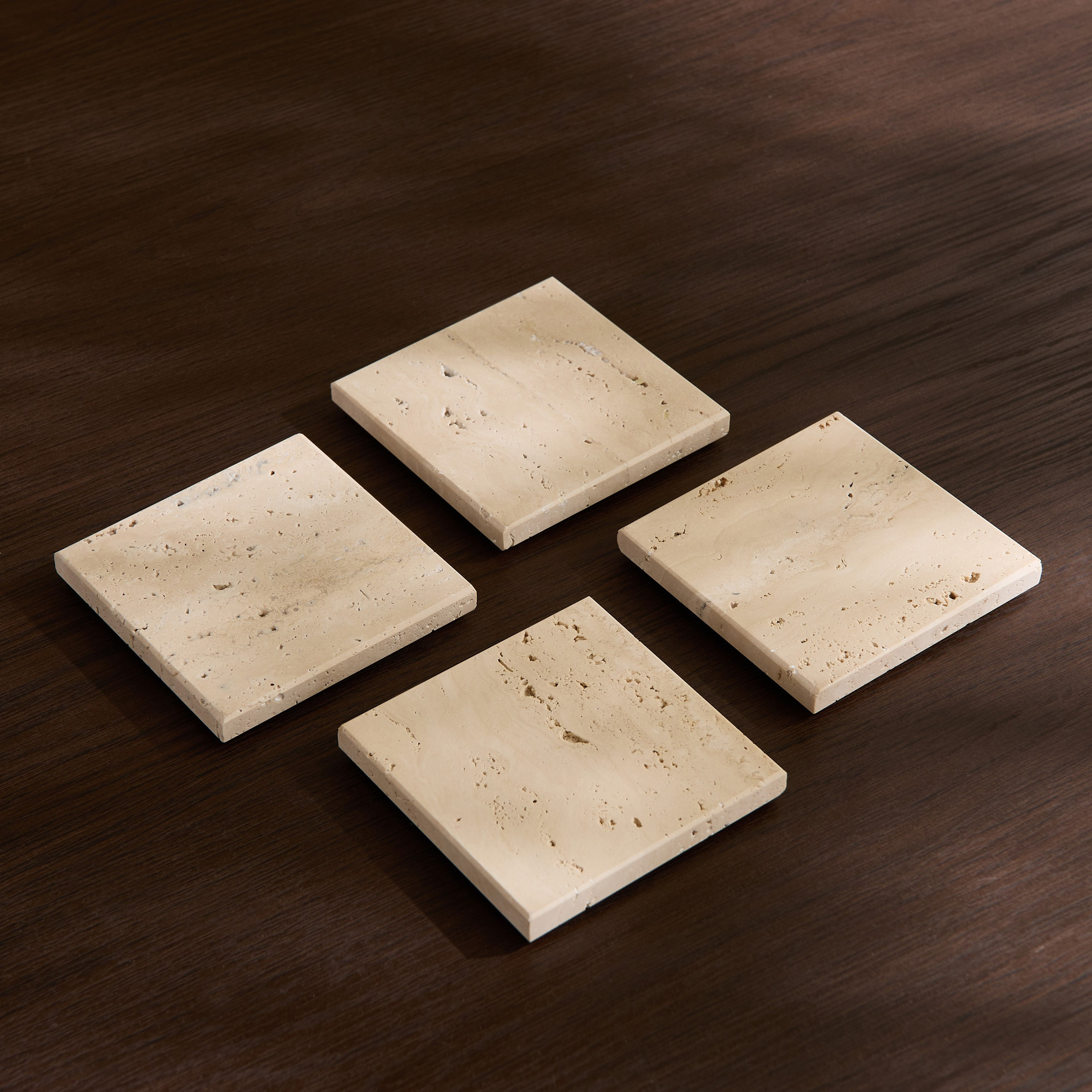 Zen 4-Piece Travertine Stone Square Marble Coaster Set - 10x10 cm-hbxdecorandfurnishings-tabletop-serveware-image-5