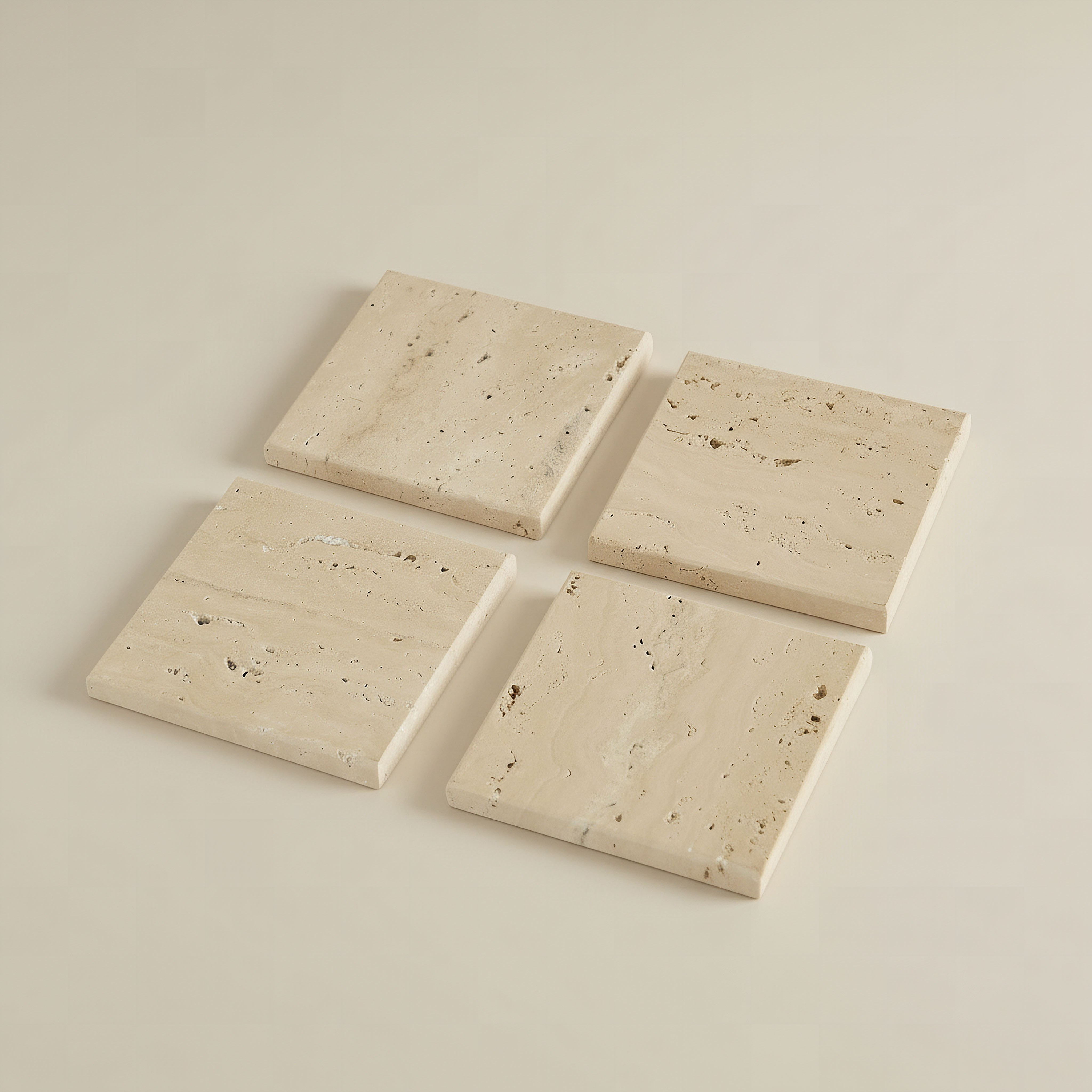 Zen 4-Piece Travertine Stone Square Marble Coaster Set - 10x10 cm-hbxdecorandfurnishings-tabletop-serveware-image-1