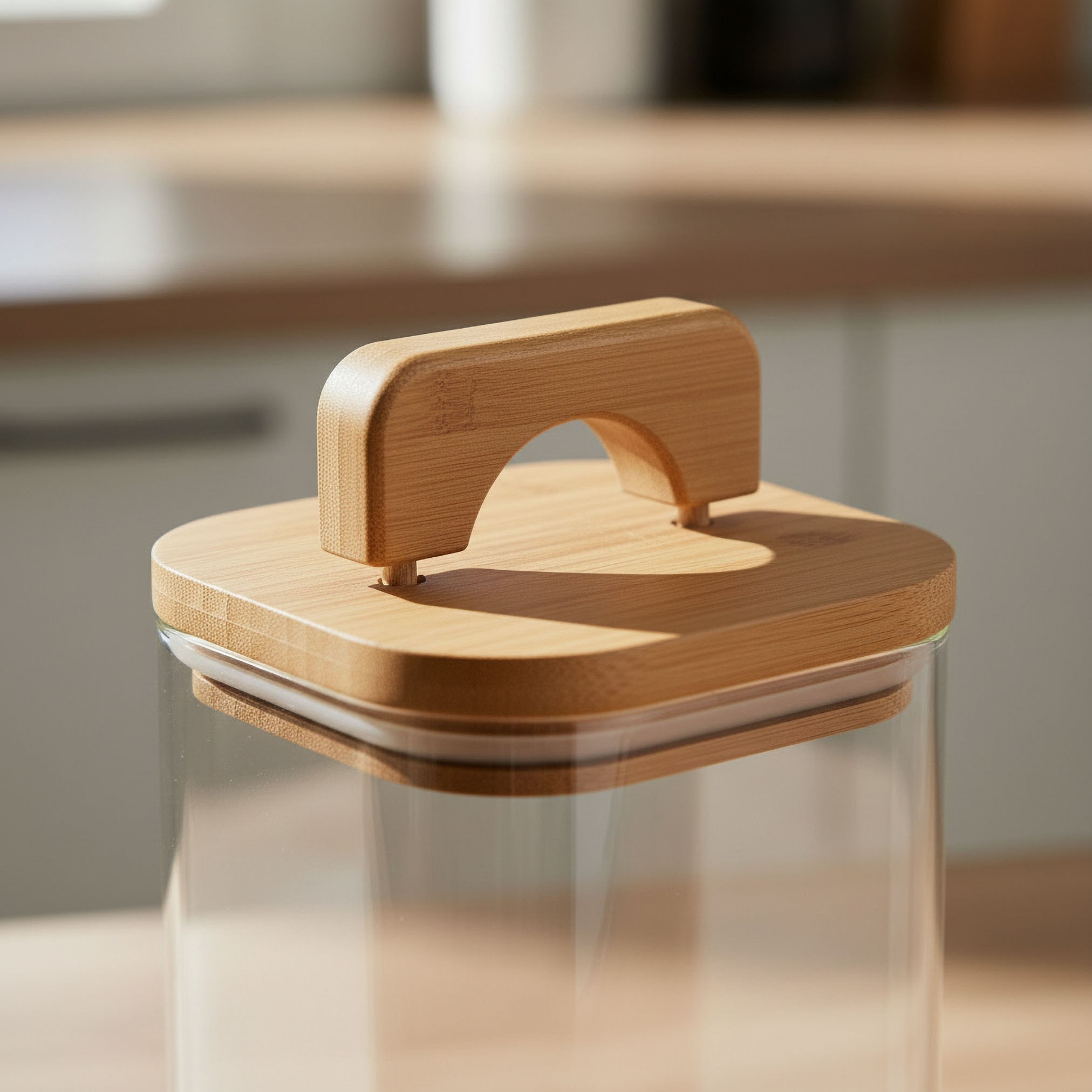 Zen Borosilicate Glass Square Food Storage Jar with Lid and Handle - 1100 ml-hbxhomeware-hbxkitchen-image-2