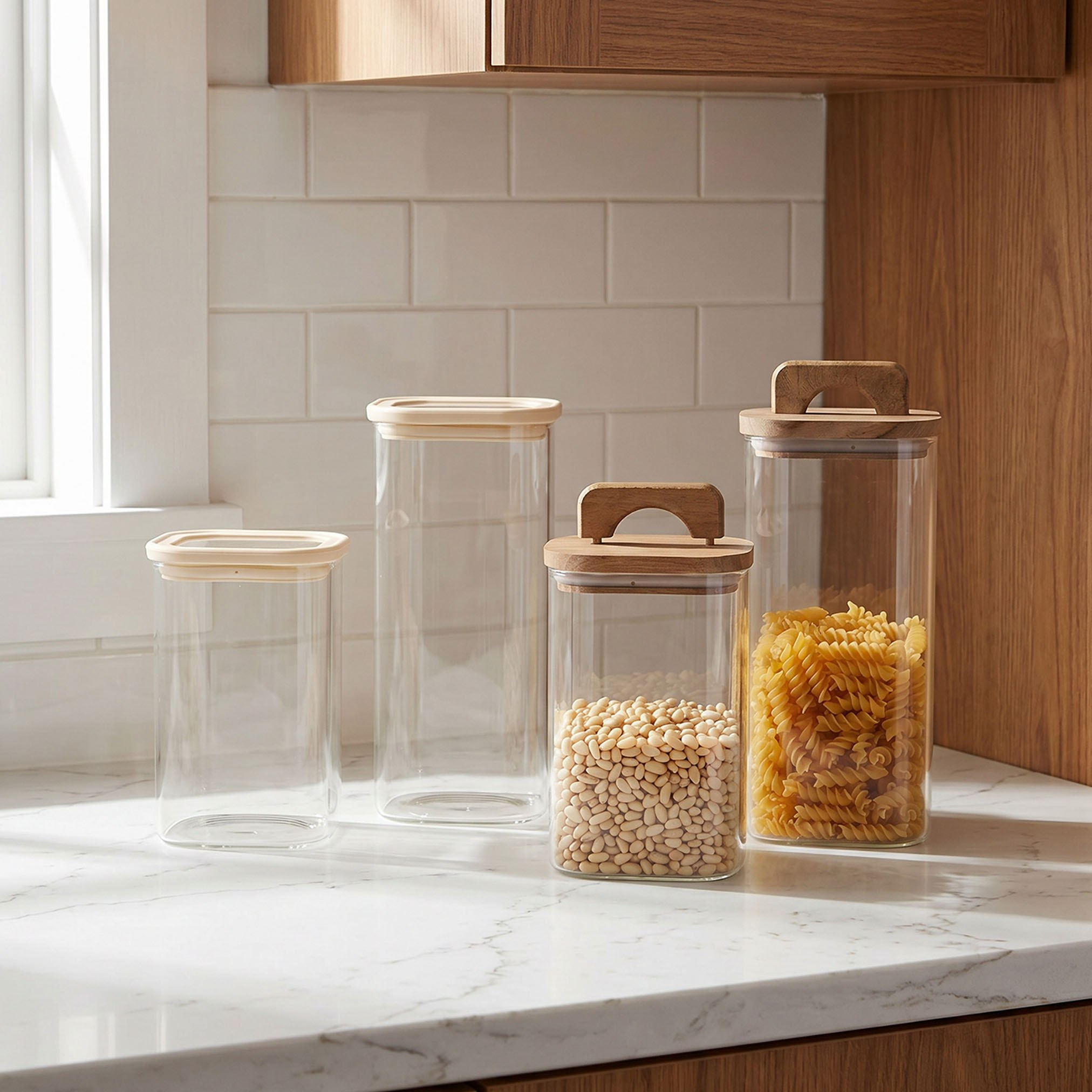Zen Borosilicate Glass Square Food Storage Jar with Lid and Handle - 1100 ml-hbxhomeware-hbxkitchen-image-4