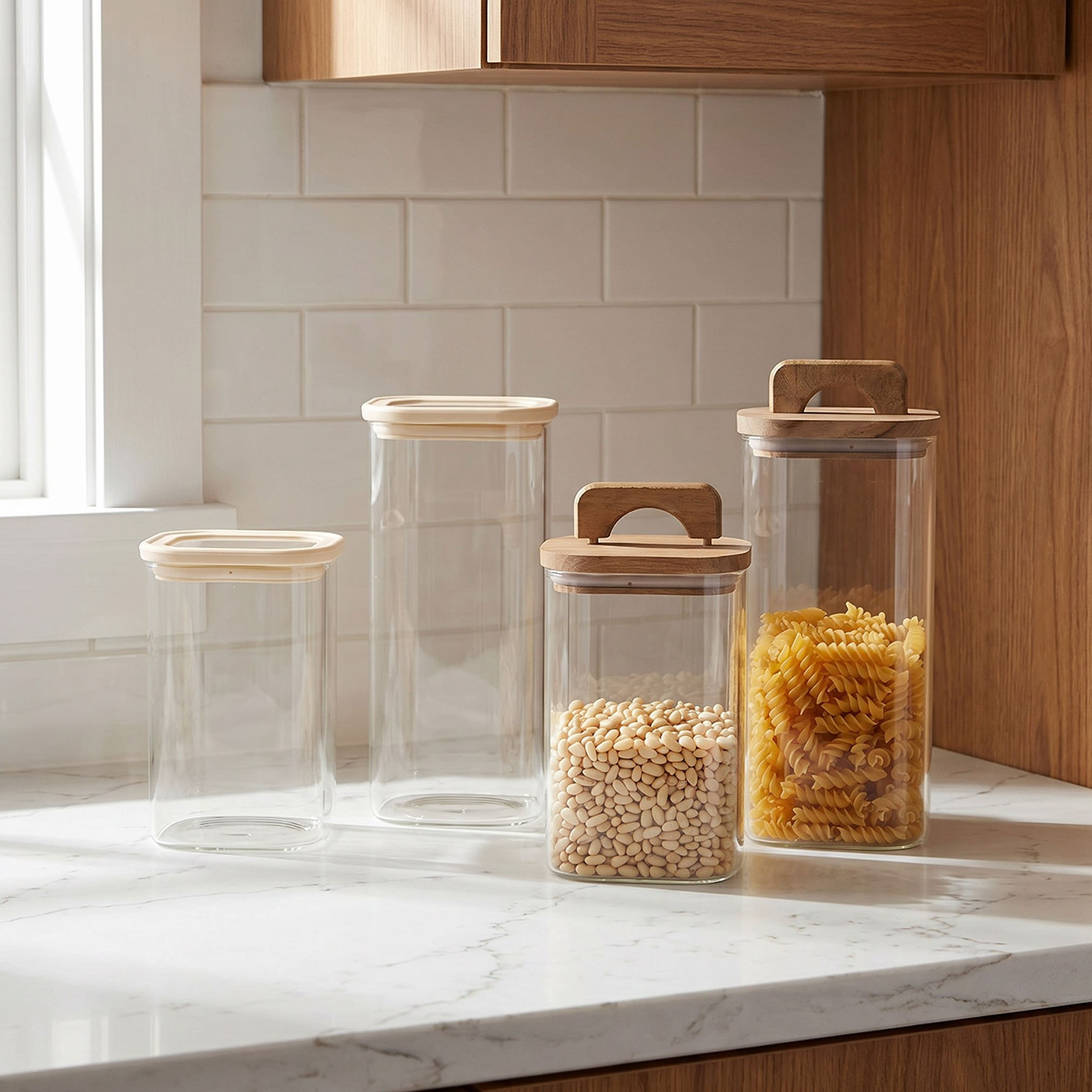 Zen Borosilicate Glass Square Food Storage Jar with Lid and Handle - 1500 ml-hbxhomeware-hbxkitchen-image-5