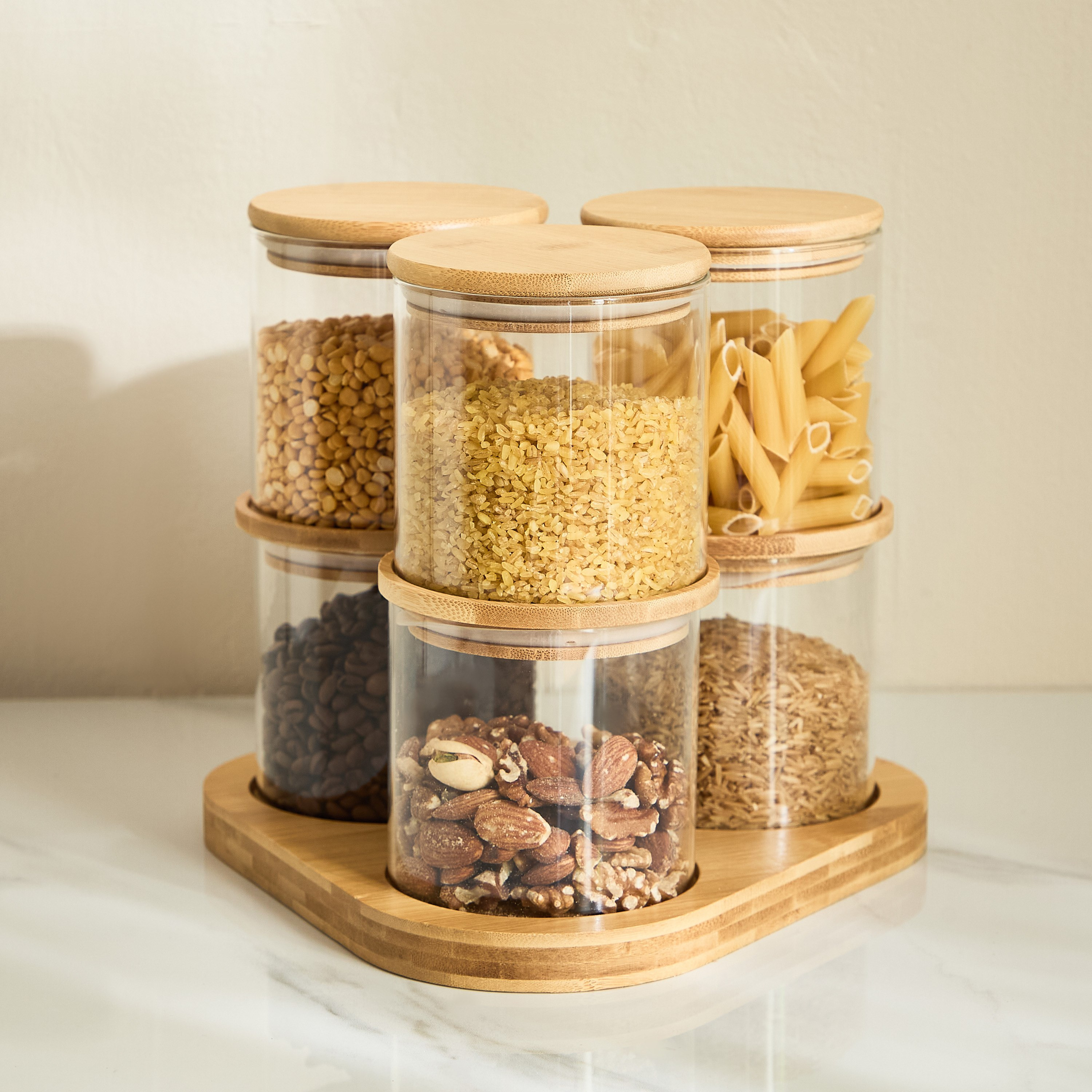 جرات تخزين من زجاج البورسليكات 6 قطع بغطاء وقاعدة خشبية من زين - 500 مل-hbxhomeware-hbxkitchen-image-4