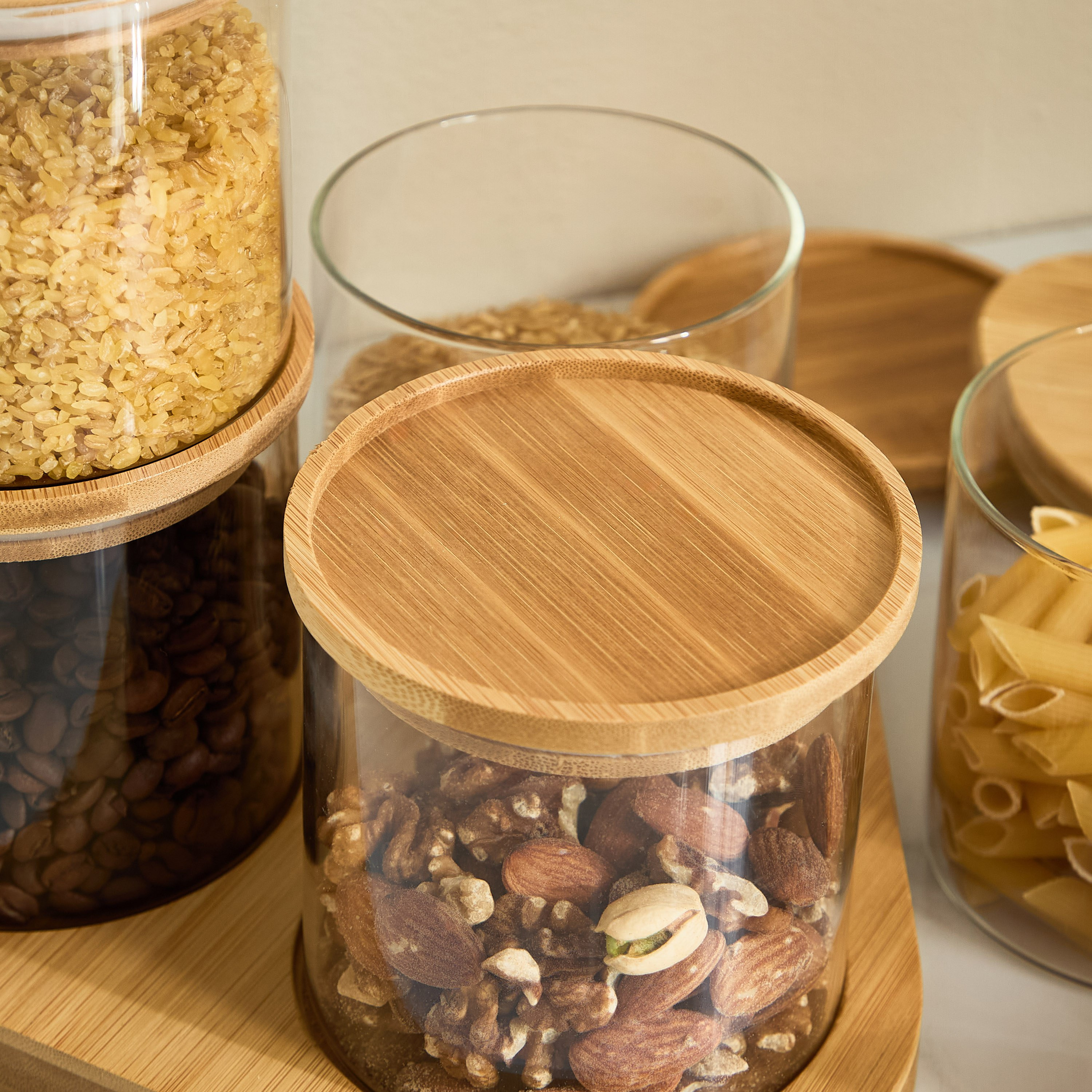 جرات تخزين من زجاج البورسليكات 6 قطع بغطاء وقاعدة خشبية من زين - 500 مل-hbxhomeware-hbxkitchen-image-6