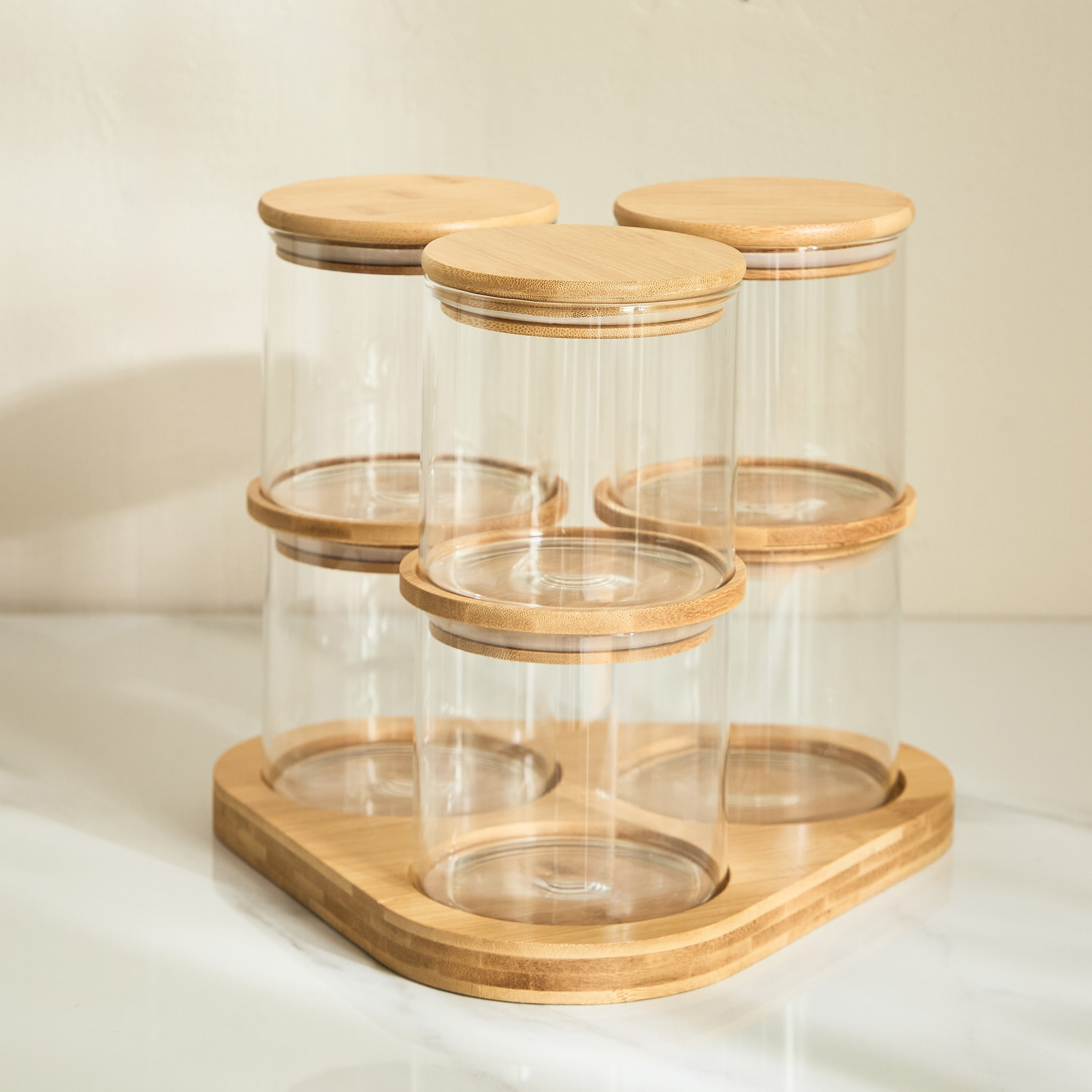 جرات تخزين من زجاج البورسليكات 6 قطع بغطاء وقاعدة خشبية من زين - 500 مل-hbxhomeware-hbxkitchen-image-7