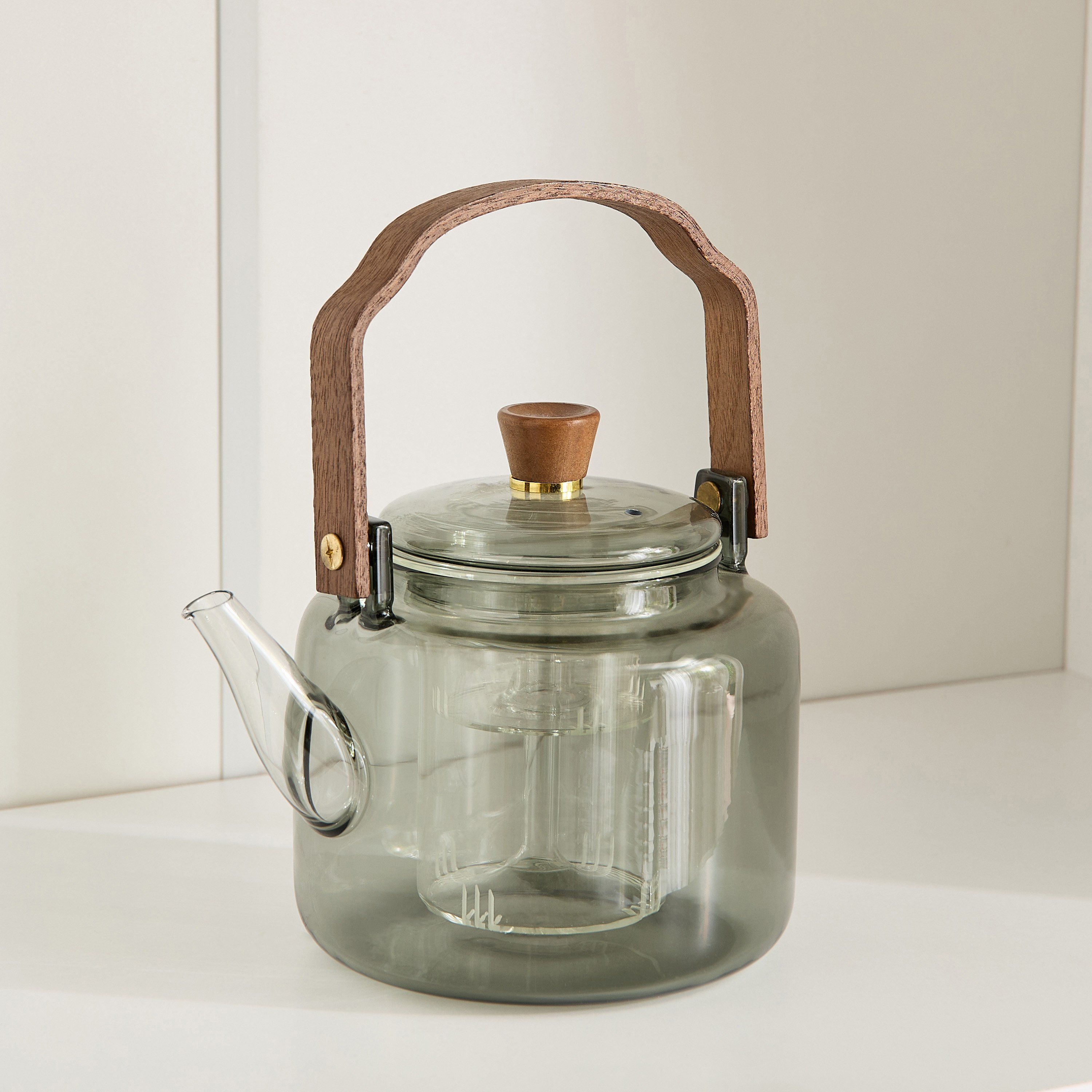 Zen Borosilicate Glass Teapot with Steamer Strainer and Wooden Handle - 1 L-hbxhomeware-diningandtabletop-coffeeandteasets-image-4