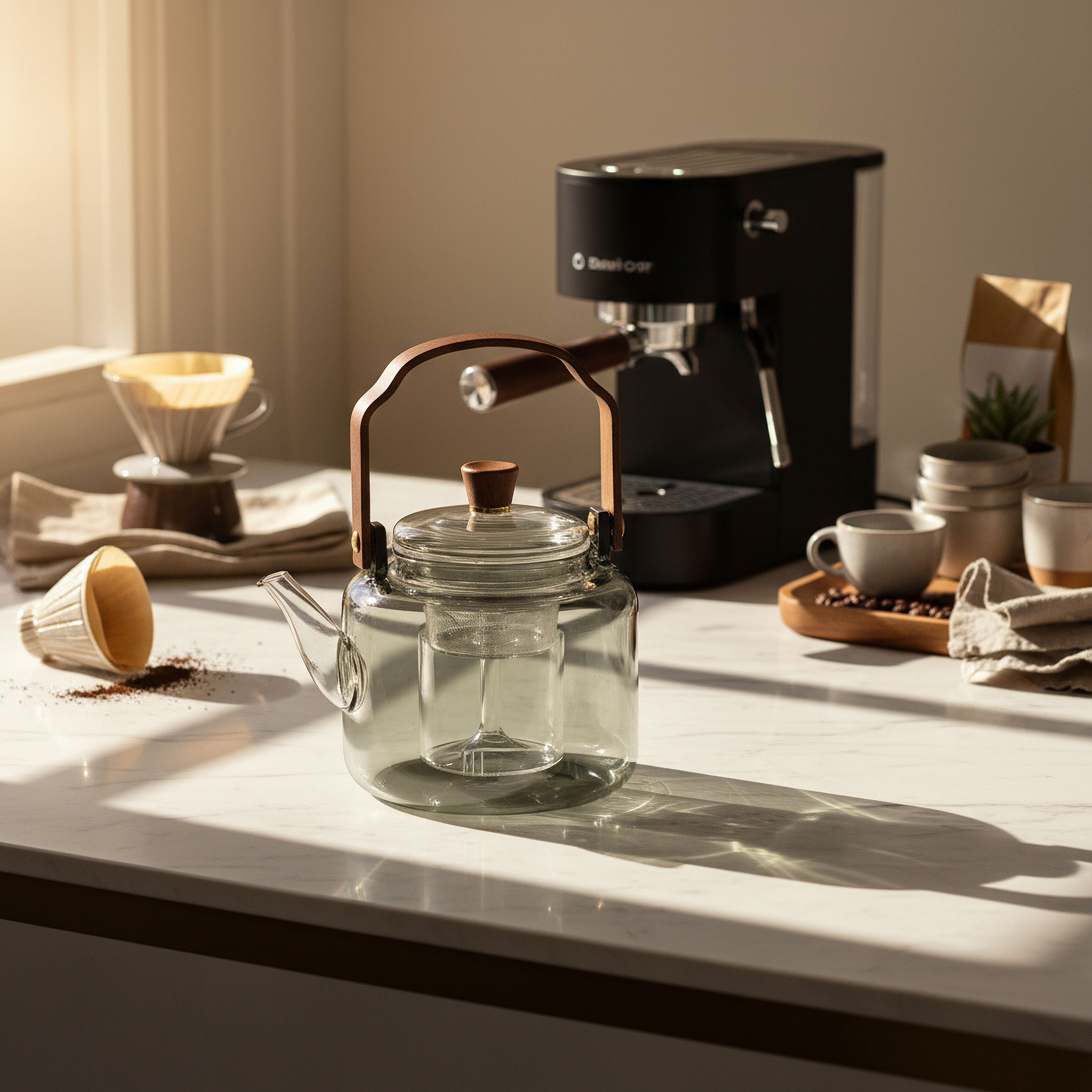 Zen Borosilicate Glass Teapot with Steamer Strainer and Wooden Handle - 1 L-hbxhomeware-diningandtabletop-coffeeandteasets-image-3