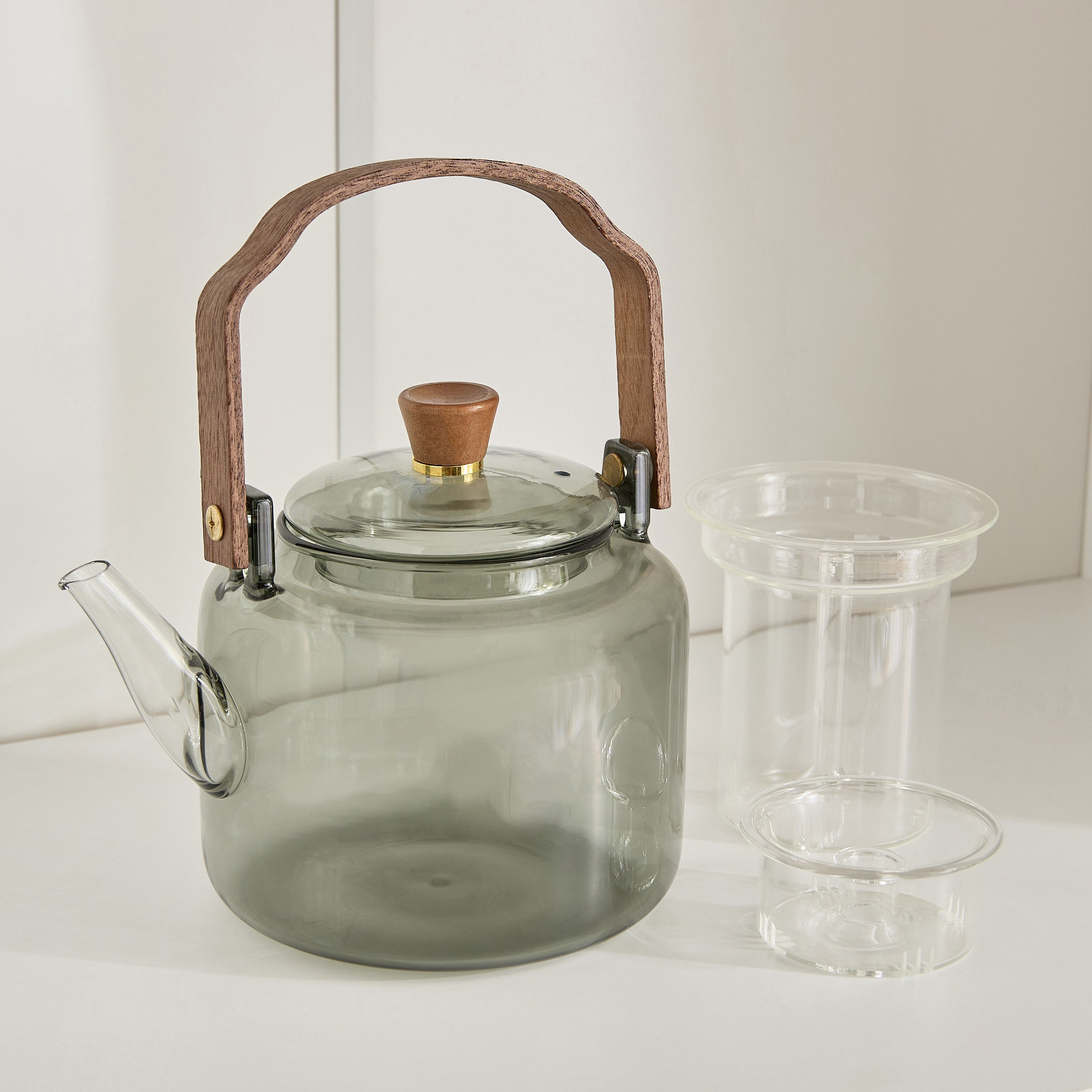Zen Borosilicate Glass Teapot with Steamer Strainer and Wooden Handle - 1 L-hbxhomeware-diningandtabletop-coffeeandteasets-image-6