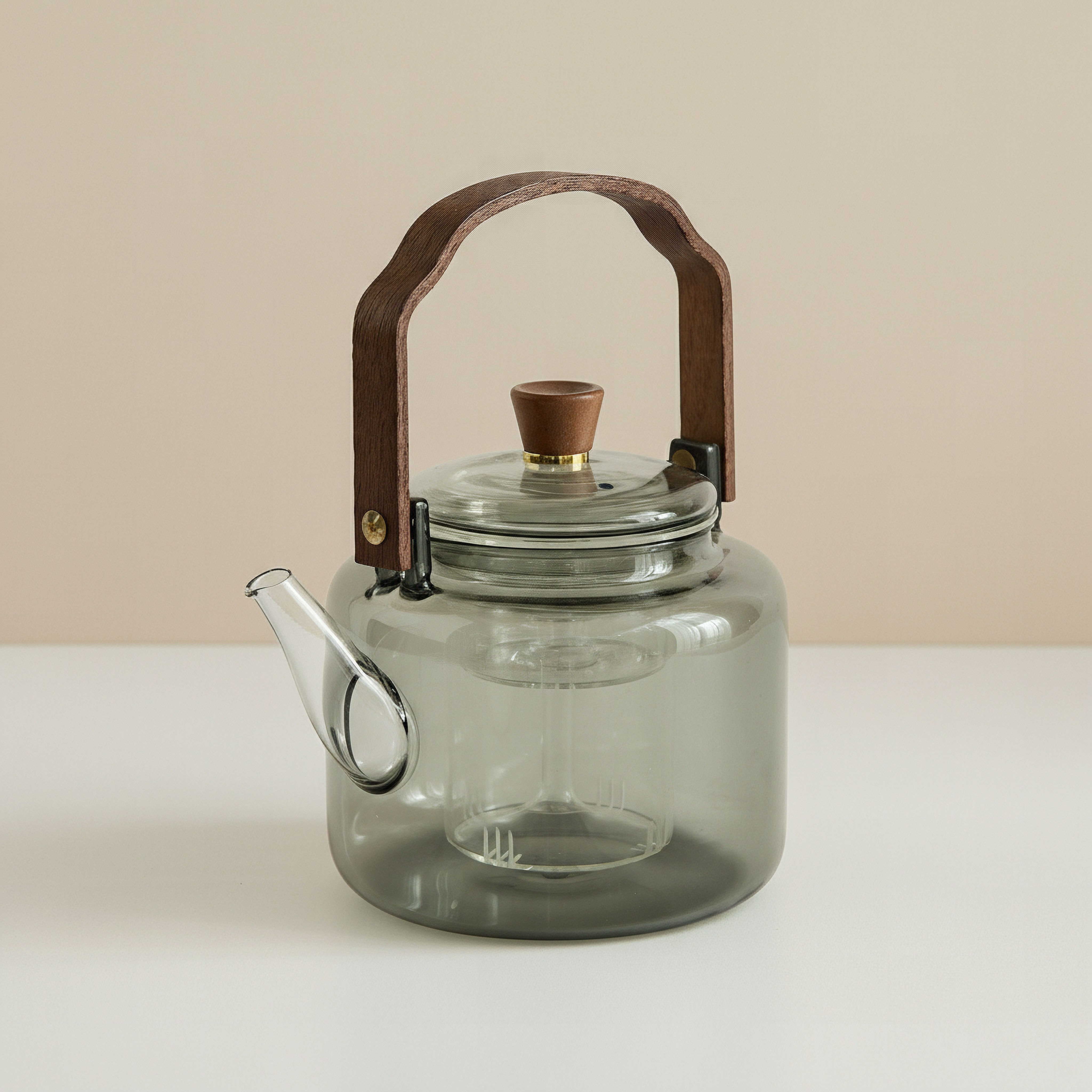 Zen Borosilicate Glass Teapot with Steamer Strainer and Wooden Handle - 1 L-hbxhomeware-diningandtabletop-coffeeandteasets-image-1