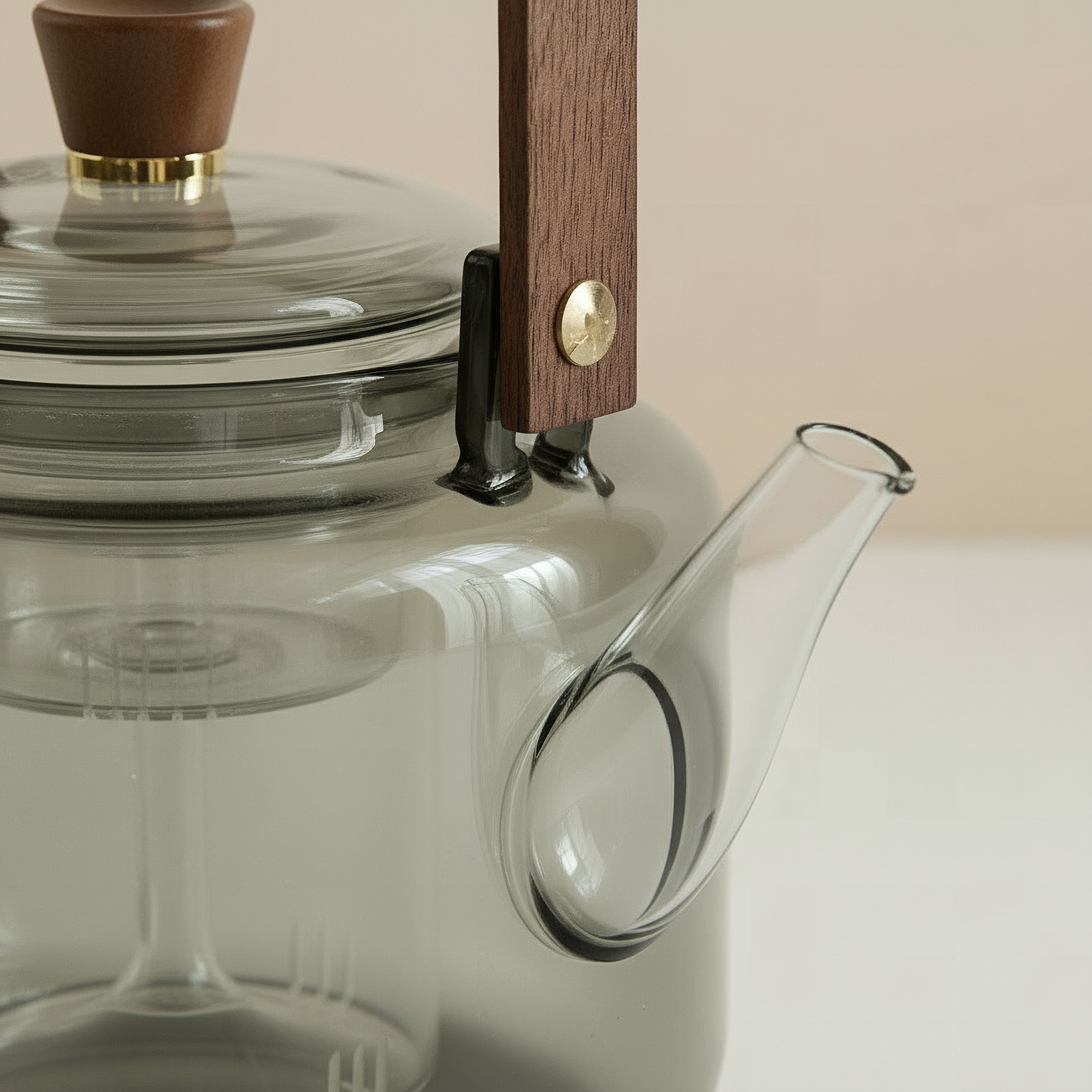 Zen Borosilicate Glass Teapot with Steamer Strainer and Wooden Handle - 1 L-hbxhomeware-diningandtabletop-coffeeandteasets-image-2
