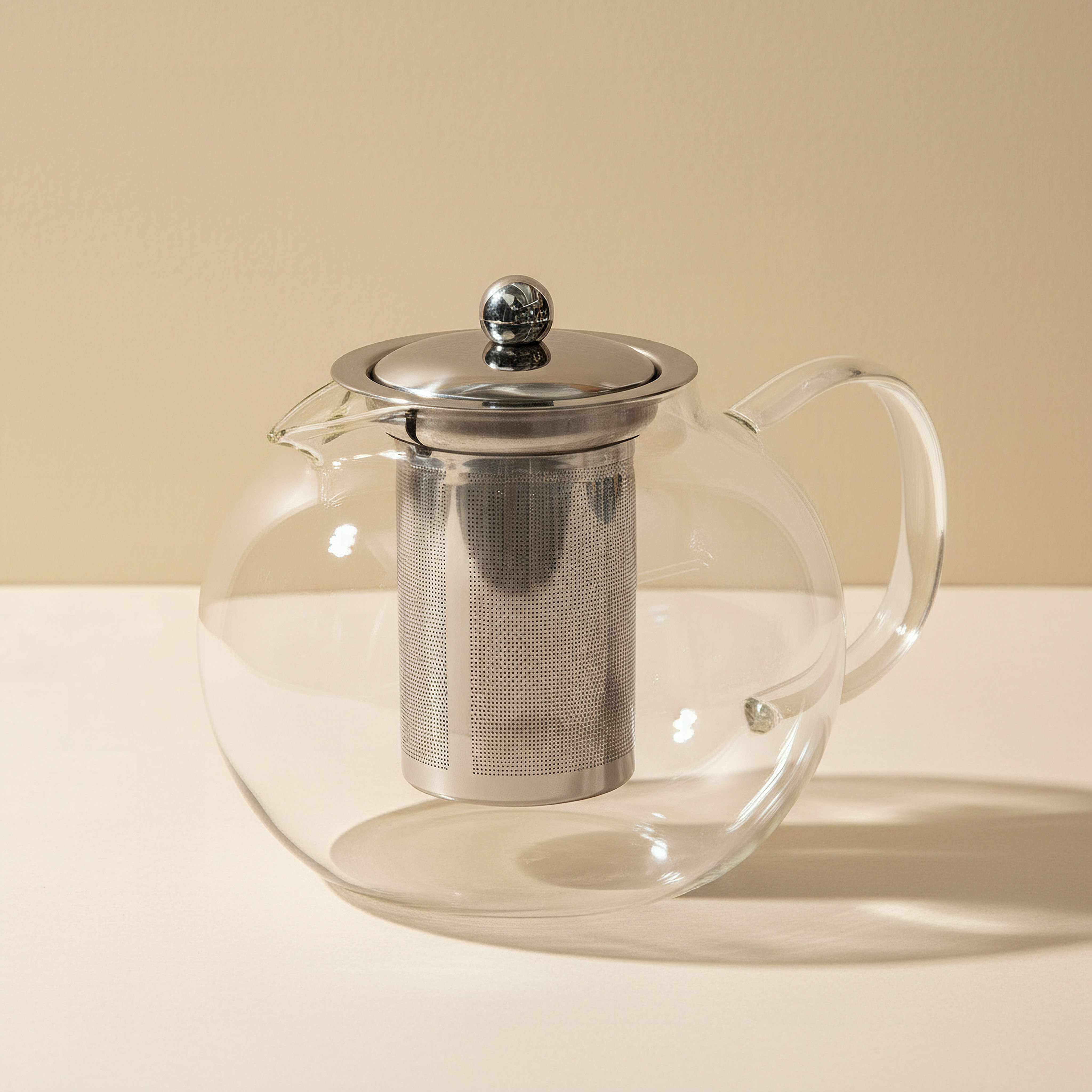Zen Borosilicate Glass Spherical Shaped Teapot with Removable Infuser - 1.3 L-hbxhomeware-diningandtabletop-coffeeandteasets-image-1