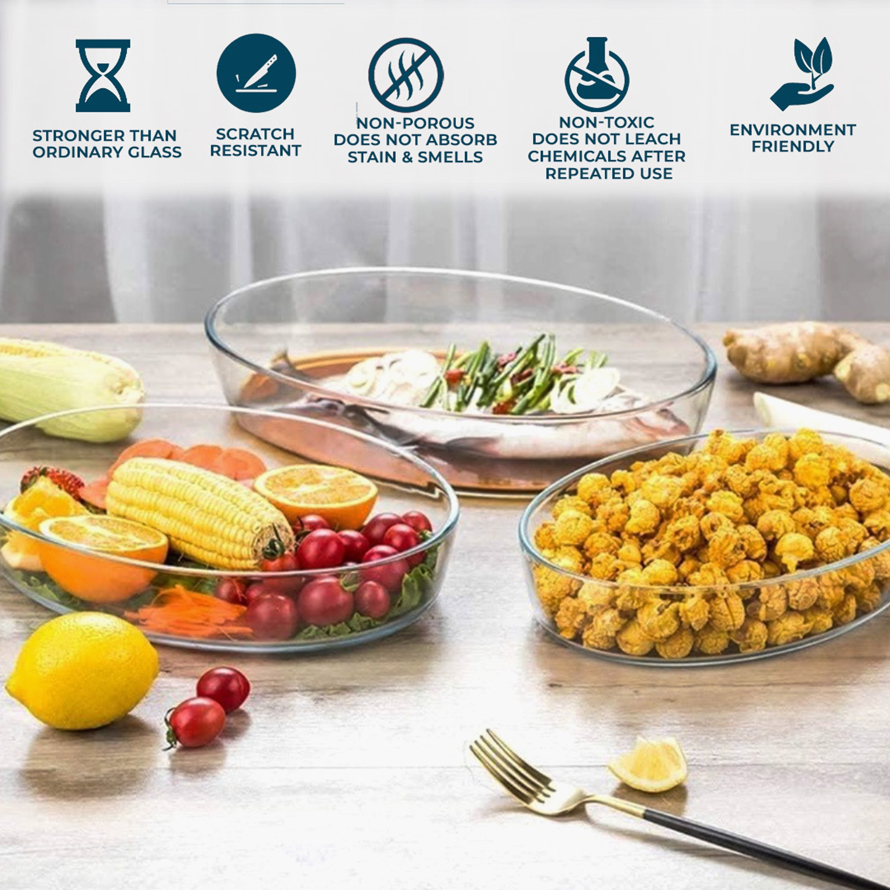 طقم صواني خبز بيضاوية 3 قطع من صفا-hbxkitchen-bakeware-image-4