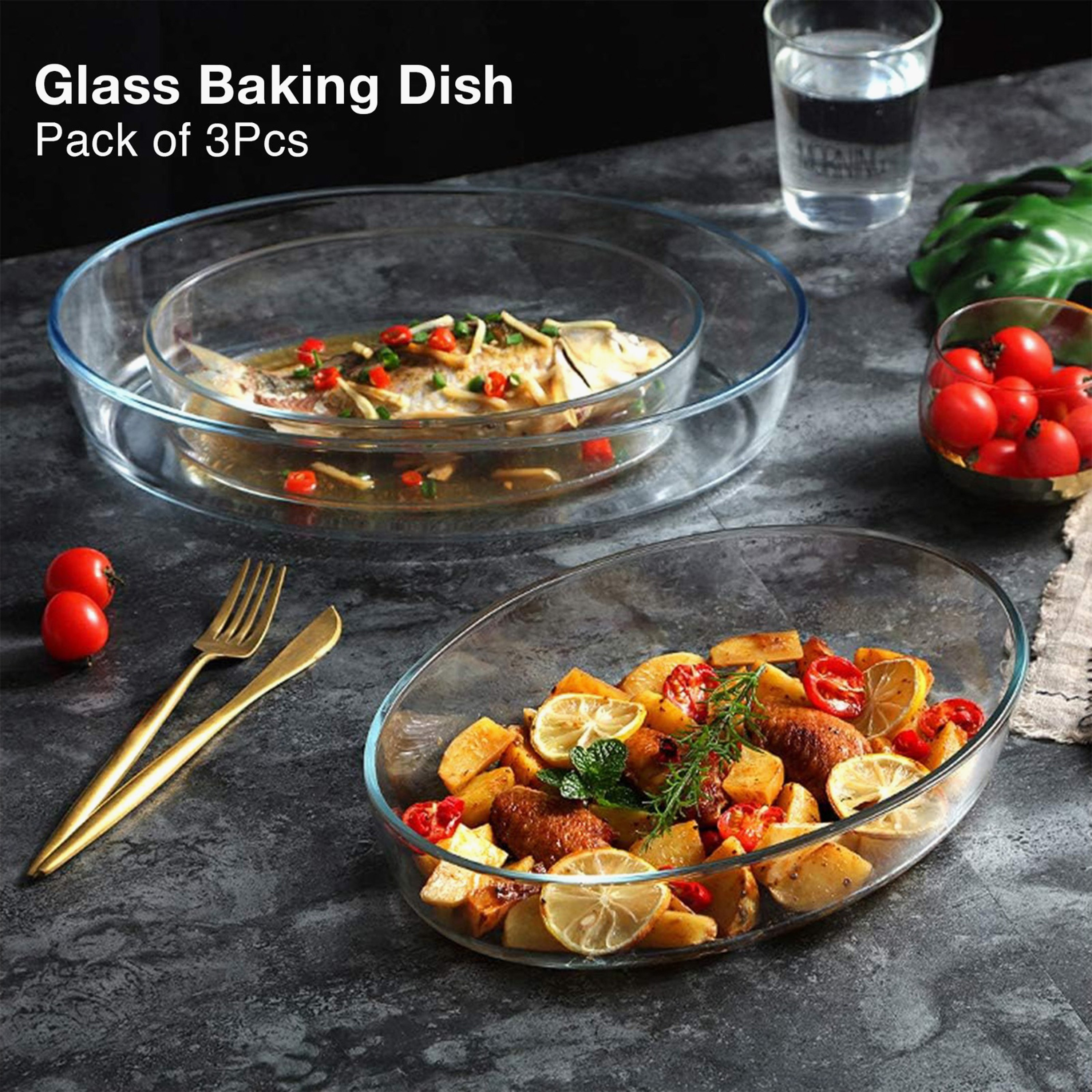 Safa Borosilicate Glass Baking Dish - Set of 3-hbxkitchen-bakeware-image-3