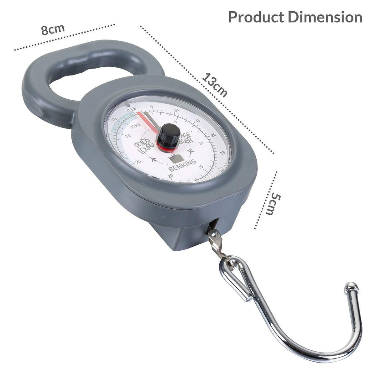 Safa Analog Luggage Scale with Hook for Bag Weight up to 35 kg-hbxhomeware-hbxkitchen-image-3