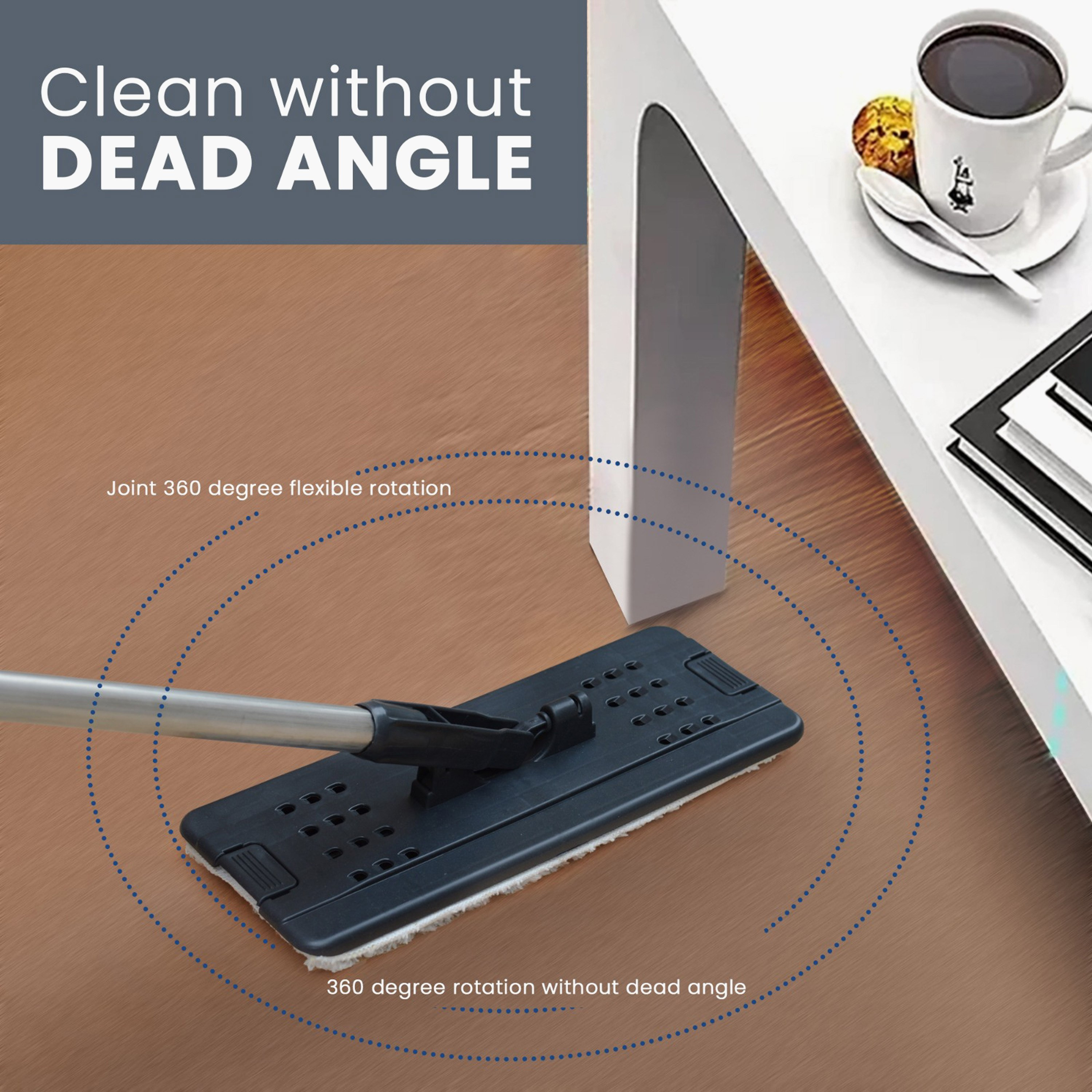 ممسحة مسطحة برأس قابل للدوران 360 درجة ومقبض فولاذ تلسكوبي مع دلو من صفاء-hbxbathroom-laundry-cleaningaccessories-image-2