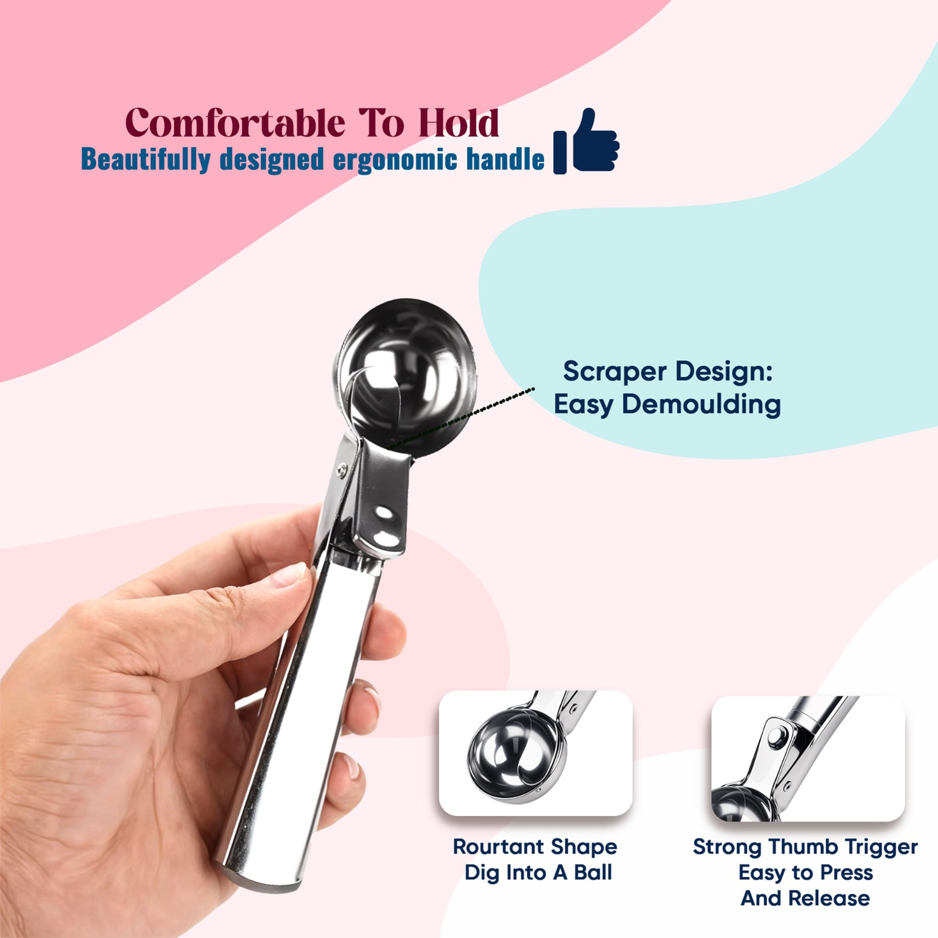 Safa Stainless Steel Ice Cream Scoop-hbxhomeware-hbxkitchen-image-2