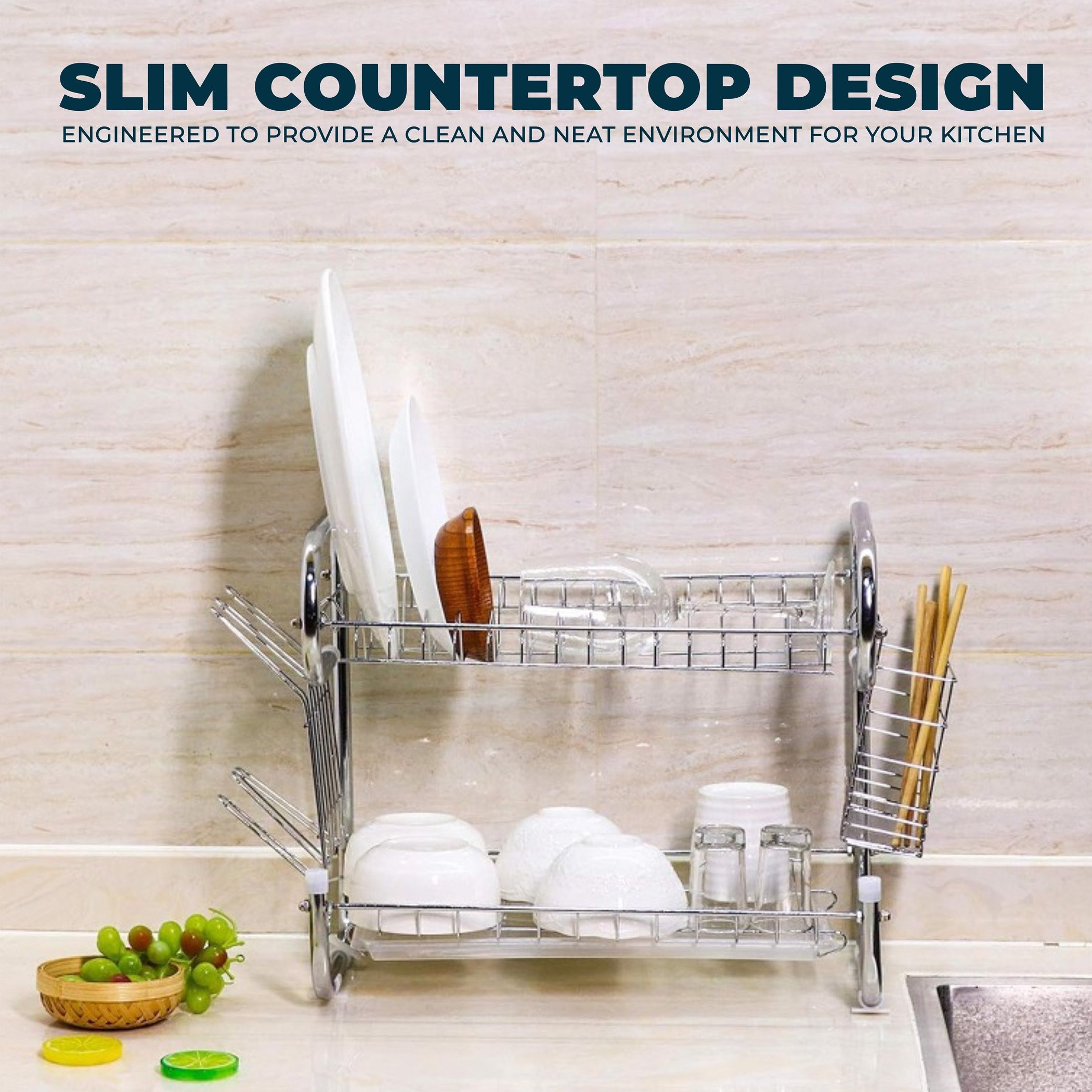 رف تجفيف صحون مضاد للصدأ بطابقين ومصفاة حوض للمطبخ من صفا-hbxhomeware-hbxkitchen-image-6