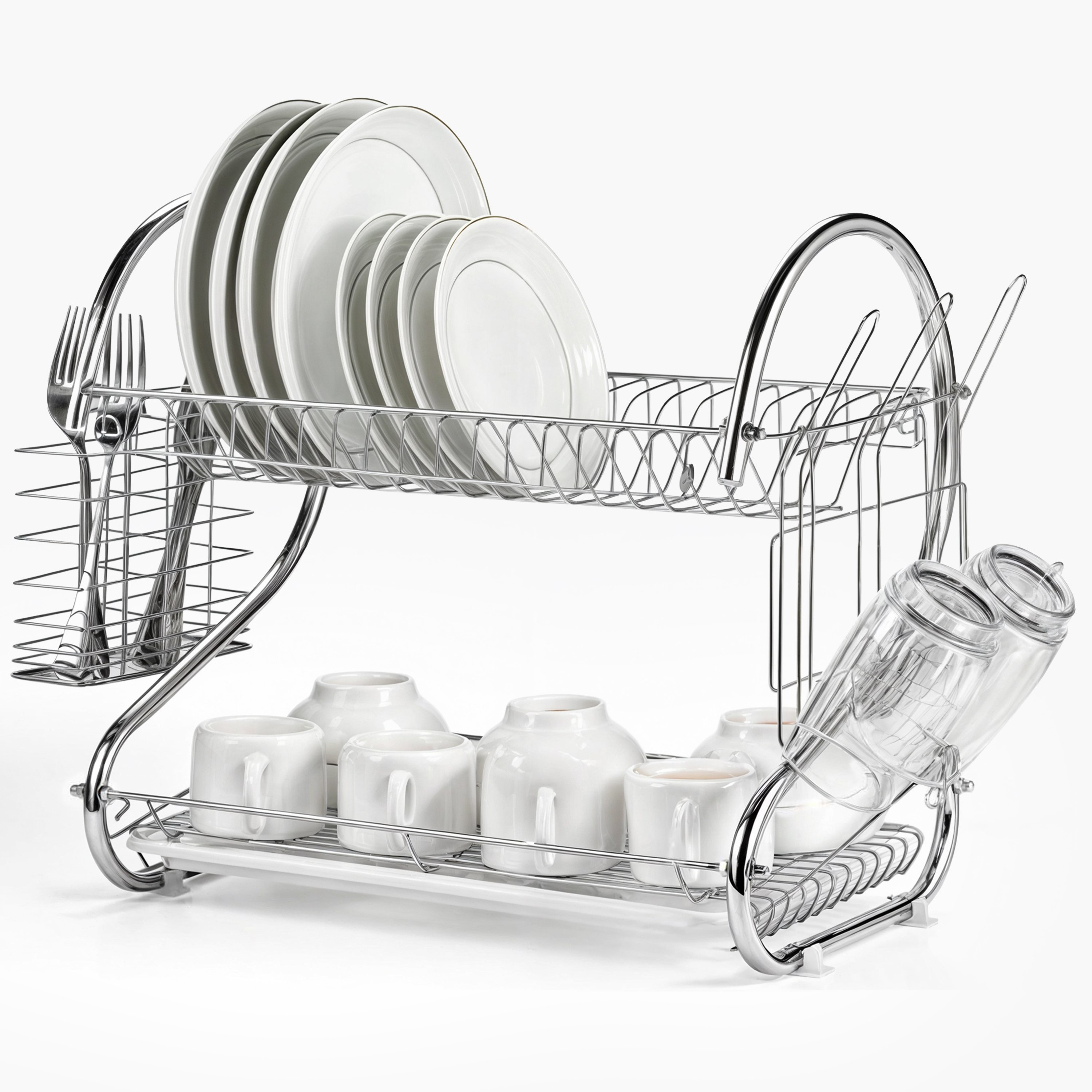 رف تجفيف صحون مضاد للصدأ بطابقين ومصفاة حوض للمطبخ من صفا-hbxhomeware-hbxkitchen-image-3