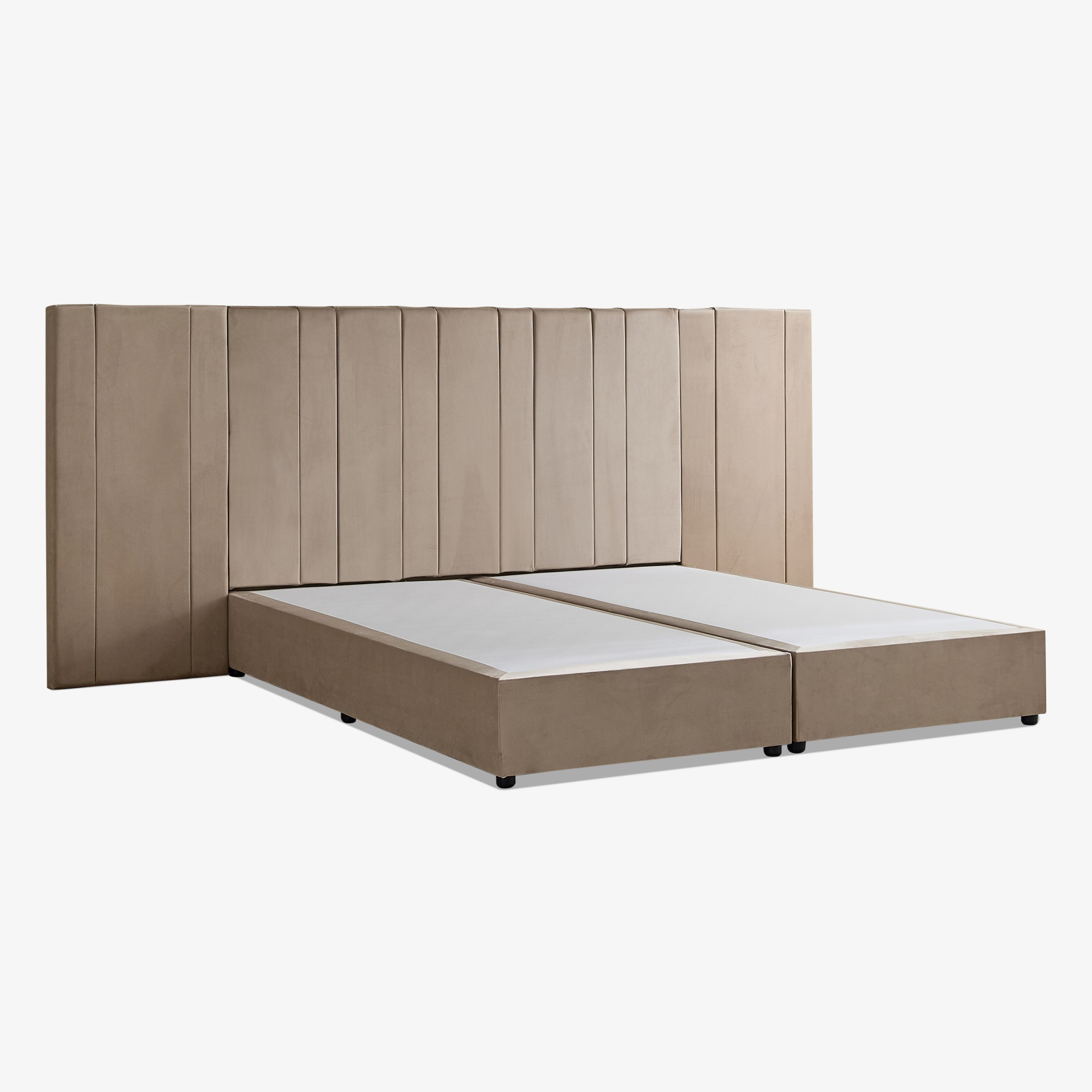 Angelic Linear Velvet Extended Headboard Upholstered Queen Bed - 160x200 cm-hbxbedroom-bedsandbedsets-beds-queen-image-10