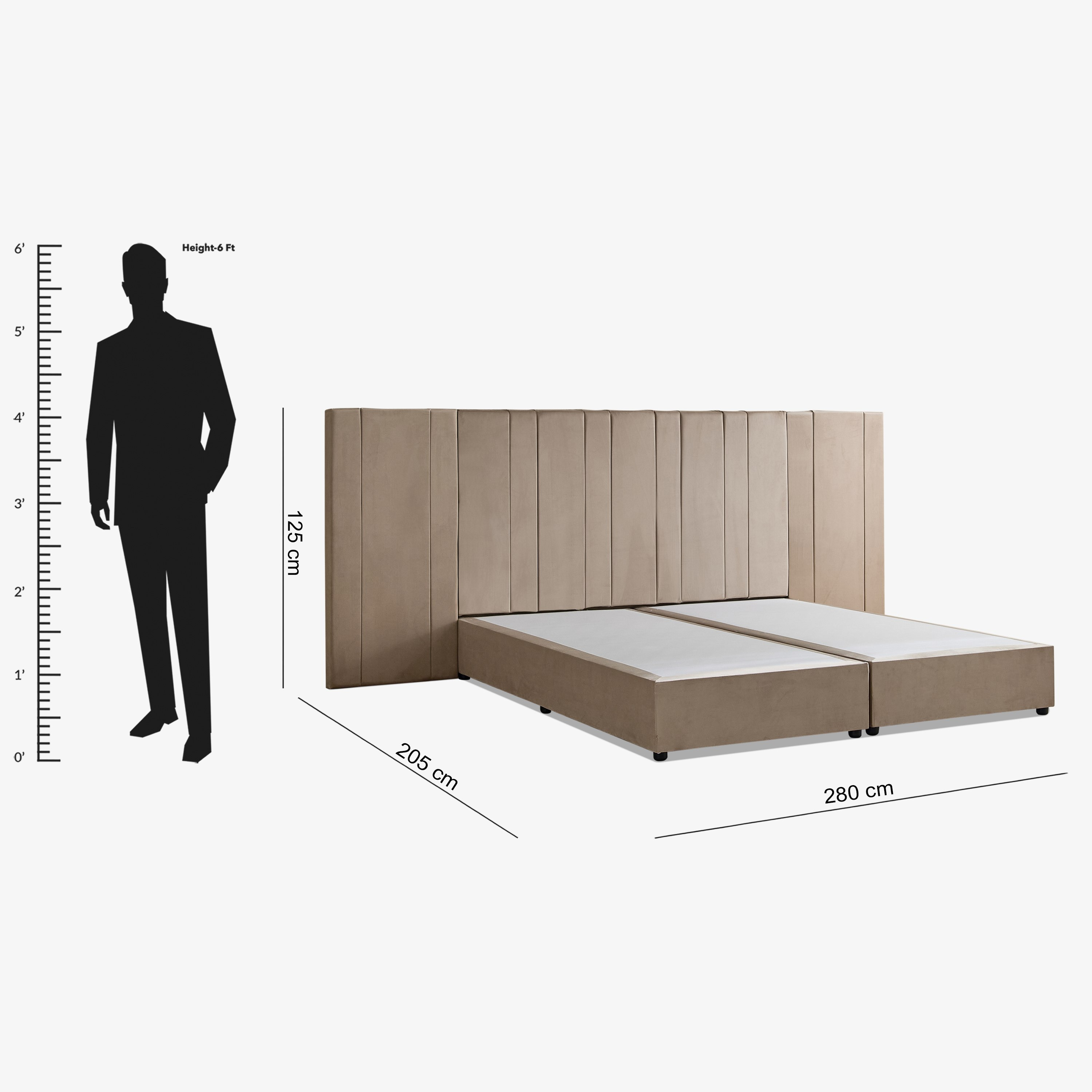 Angelic Linear Velvet Extended Headboard Upholstered Queen Bed - 160x200 cm-hbxbedroom-bedsandbedsets-beds-queen-image-11