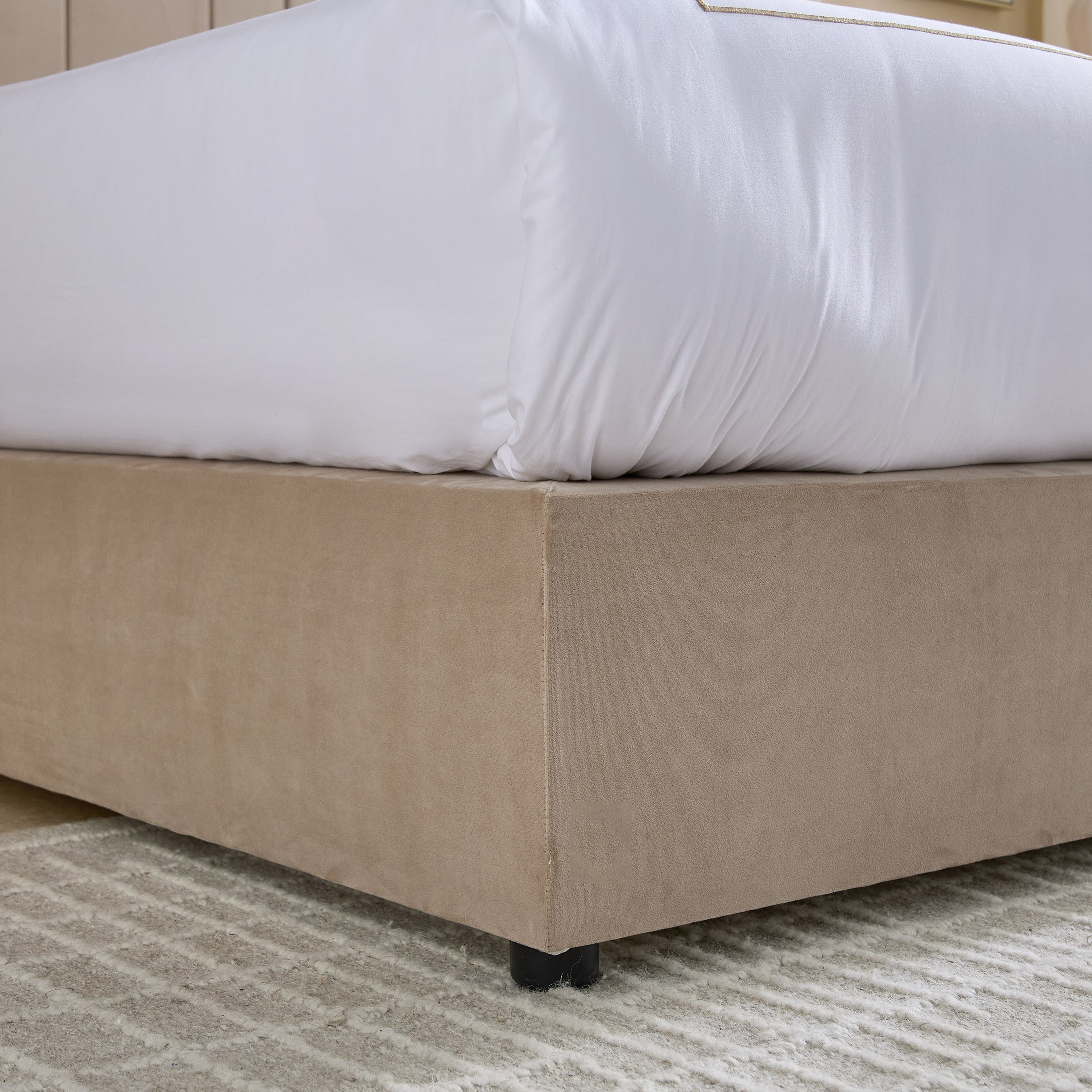 Angelic Linear Velvet Extended Headboard Upholstered Queen Bed - 160x200 cm-hbxbedroom-bedsandbedsets-beds-queen-image-5