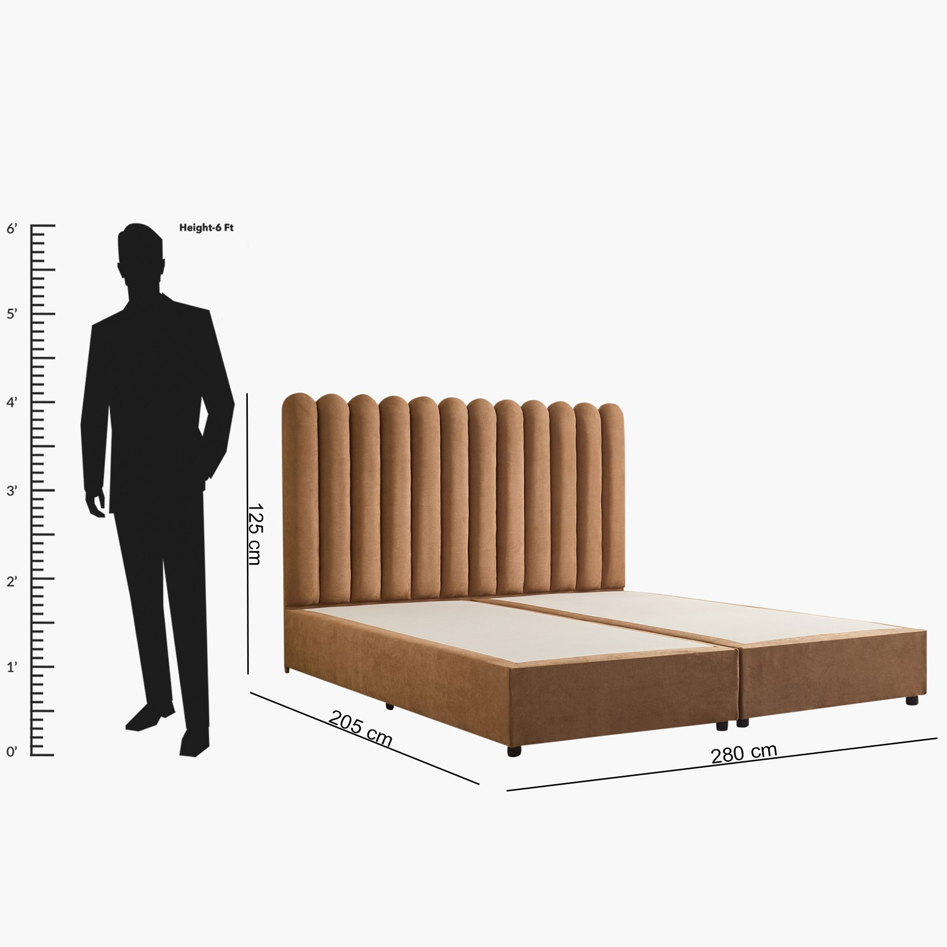 Curvy Brooks Extended Headboard Queen Upholstered Bed - 160x200 cm-hbxbedroom-bedsandbedsets-beds-queen-image-11