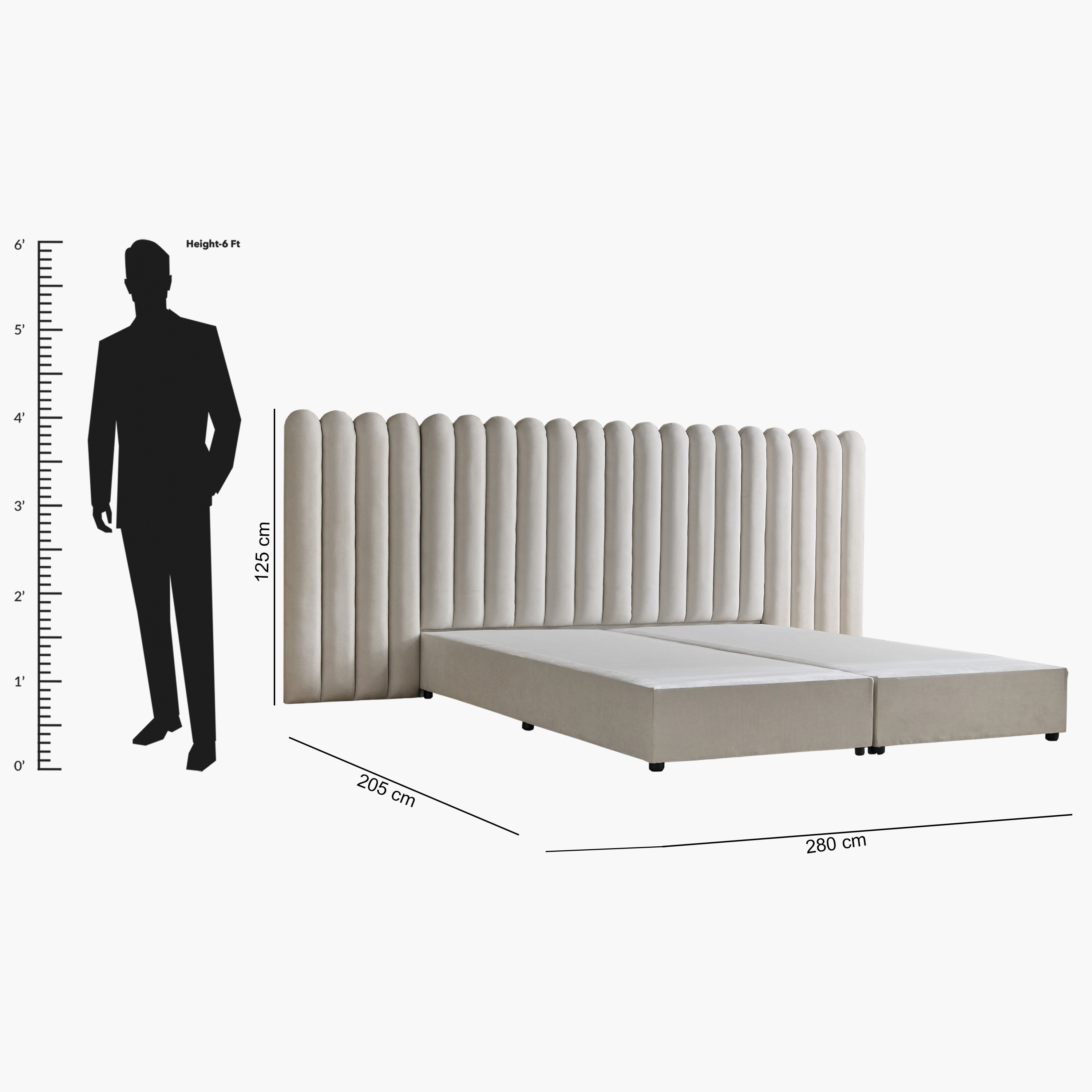 Curvy Brooks Extended Headboard Queen Upholstered Bed - 160x200 cm-hbxbedroom-bedsandbedsets-beds-queen-image-11