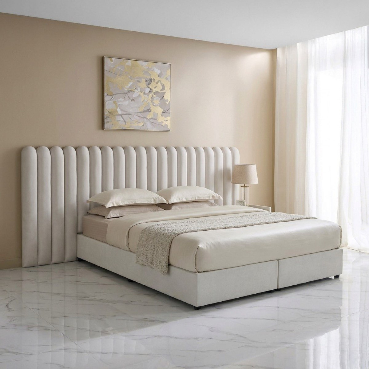Curvy Brooks Extended Headboard King Upholstered Bed - 180x200 cm-PROMO_HB_UAE_HBX10_250526-image-1