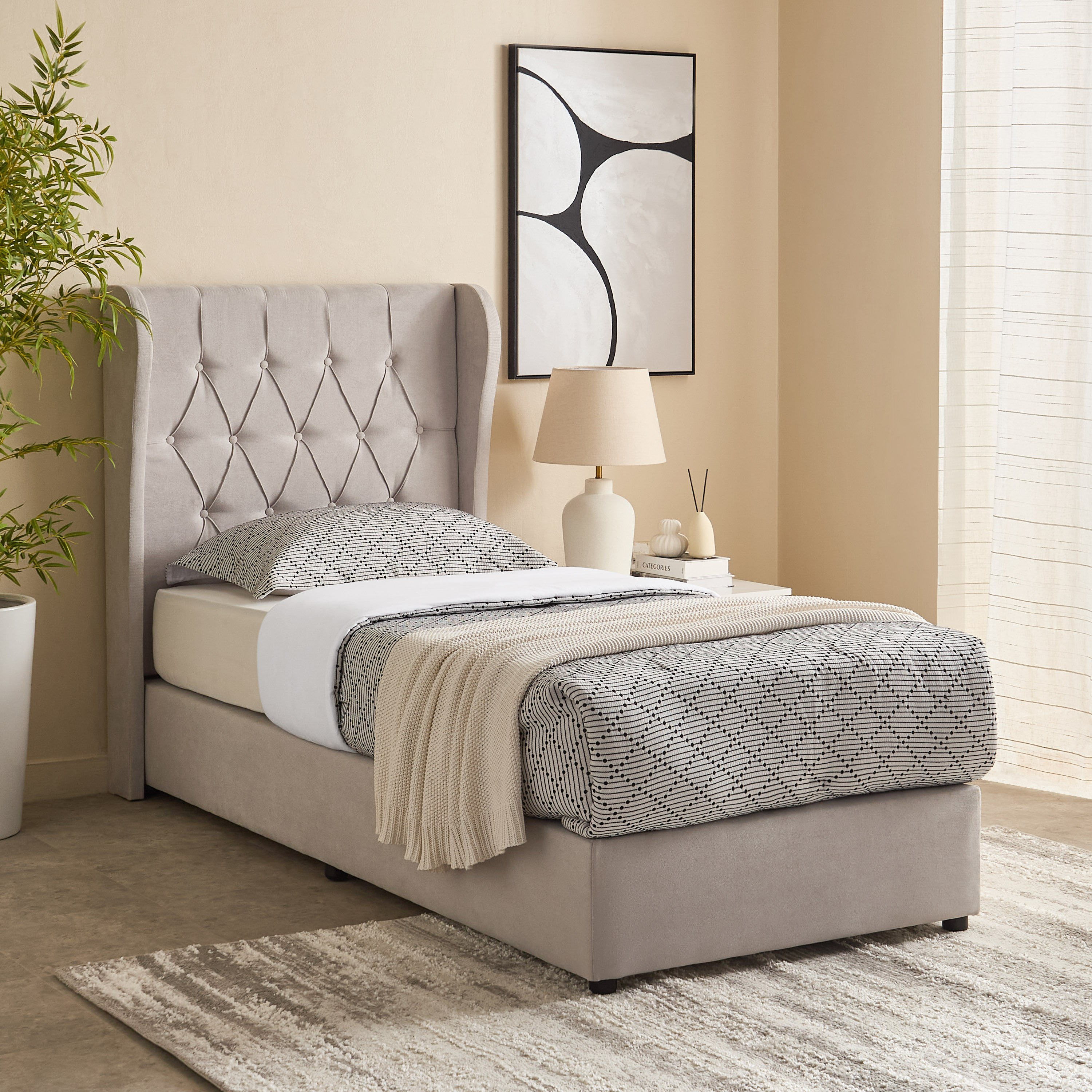 Curvy Chester Single Upholstered Bed - 90x200 cm-hbxkidsandyouth-bedsandbedsets-beds-single-image-7