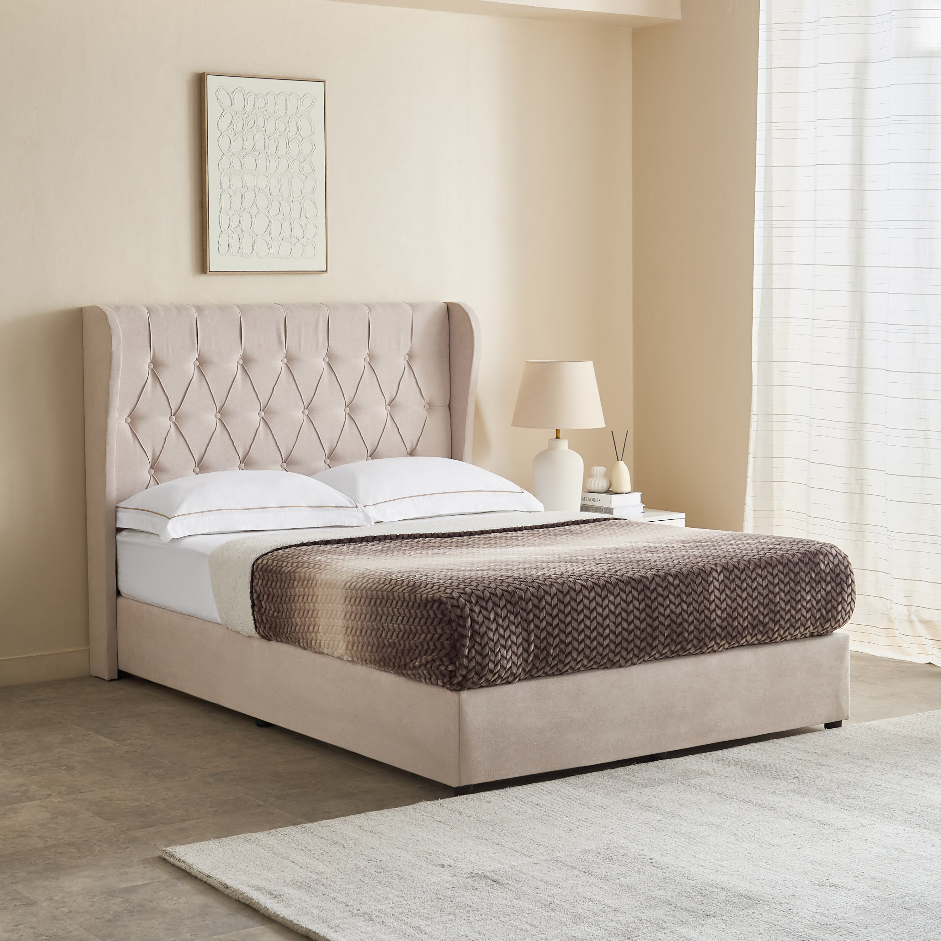 Curvy Chester Twin Upholstered Bed - 120x200 cm-hbxbedroom-bedsandbedsets-upholsteredbeds-twin-image-1