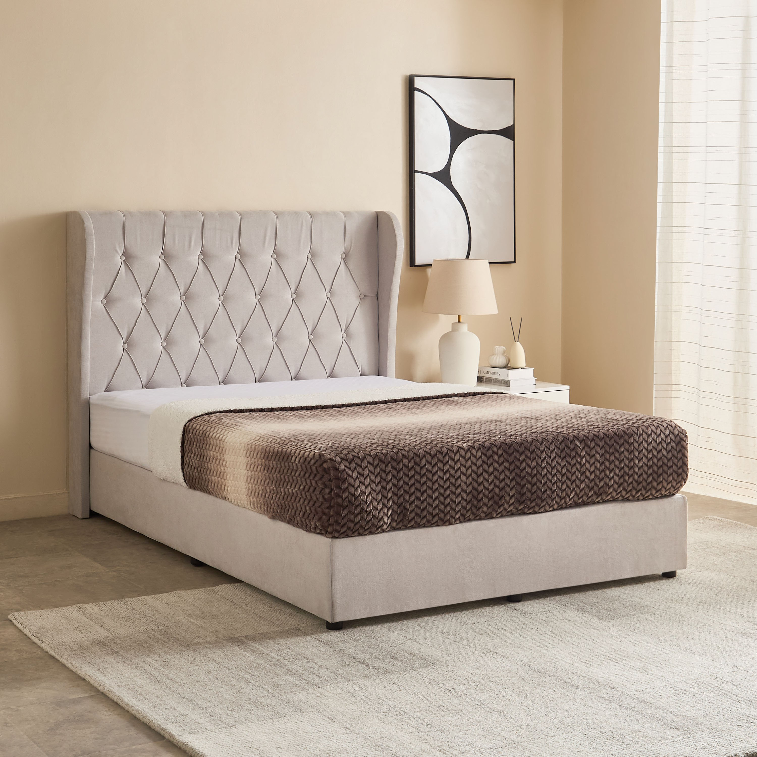 Curvy Chester Twin Upholstered Bed - 120x200 cm-hbxbedroom-bedsandbedsets-upholsteredbeds-twin-image-1