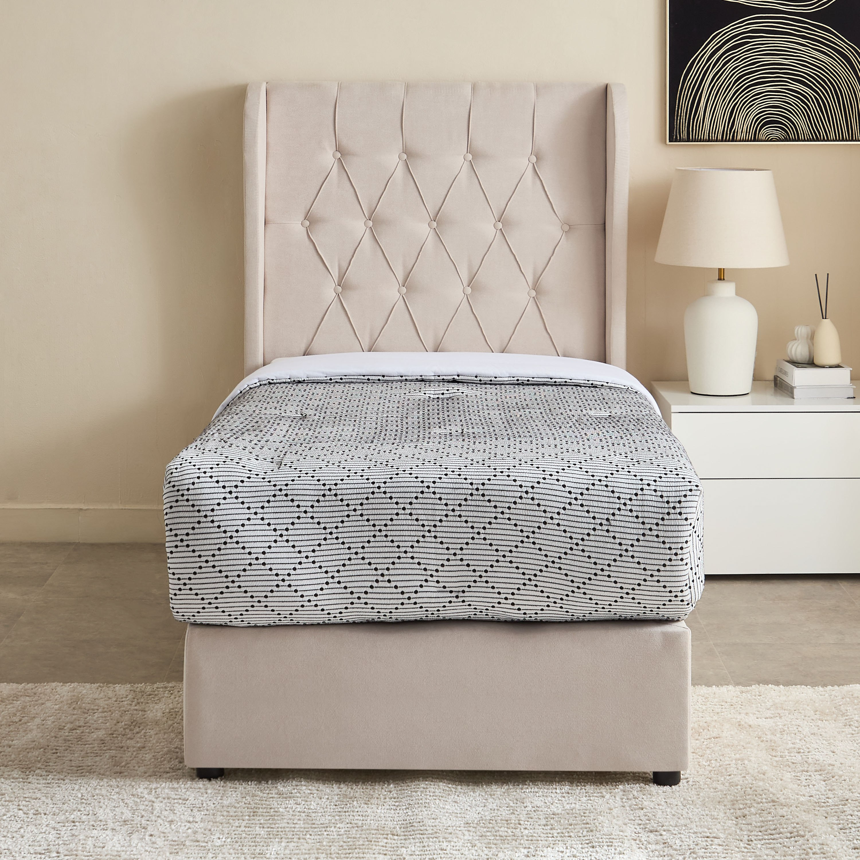 Curvy Chester Single Upholstered Bed - 90x200 cm-hbxkidsandyouth-bedsandbedsets-beds-single-image-2