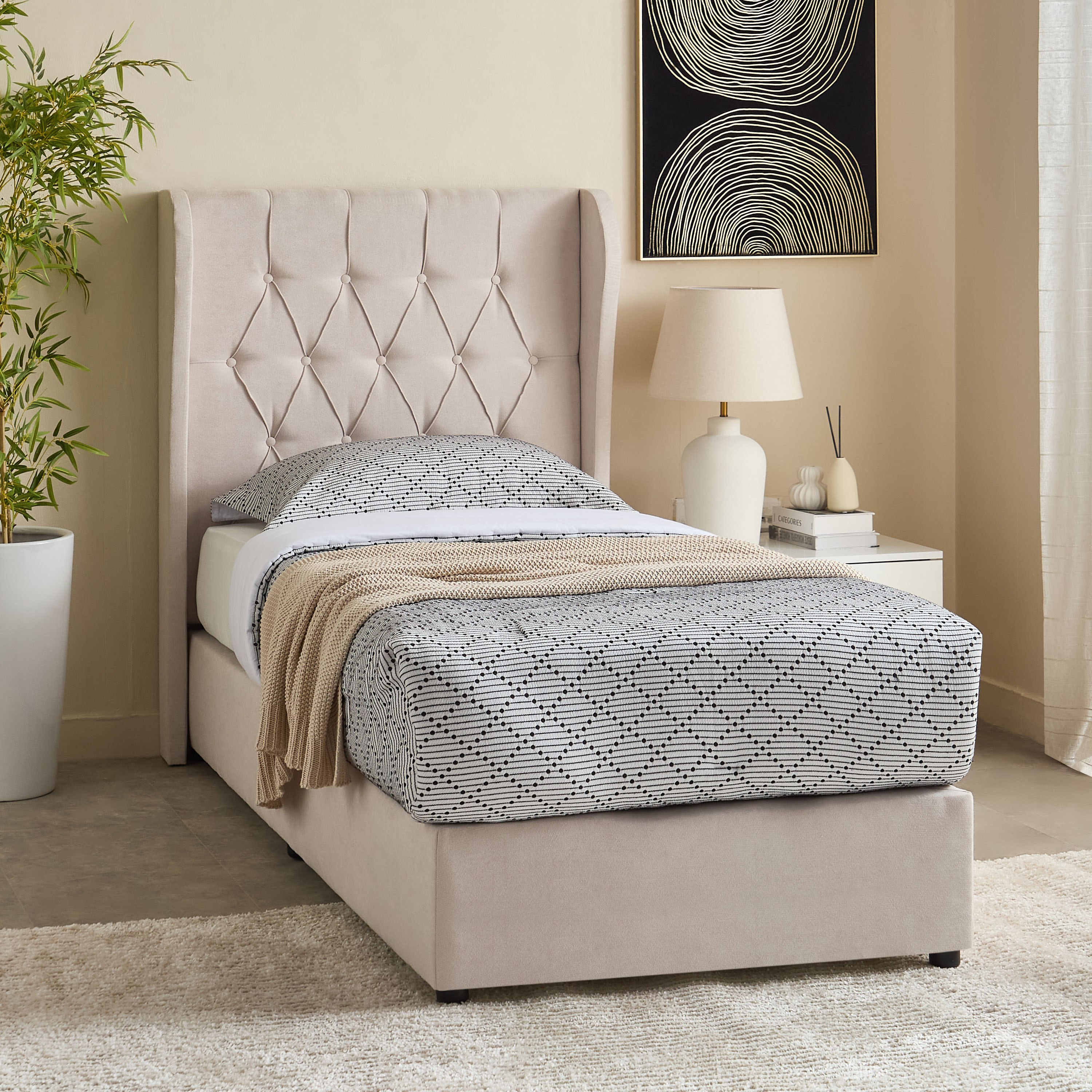 Curvy Chester Single Upholstered Bed - 90x200 cm-hbxkidsandyouth-bedsandbedsets-beds-single-image-7