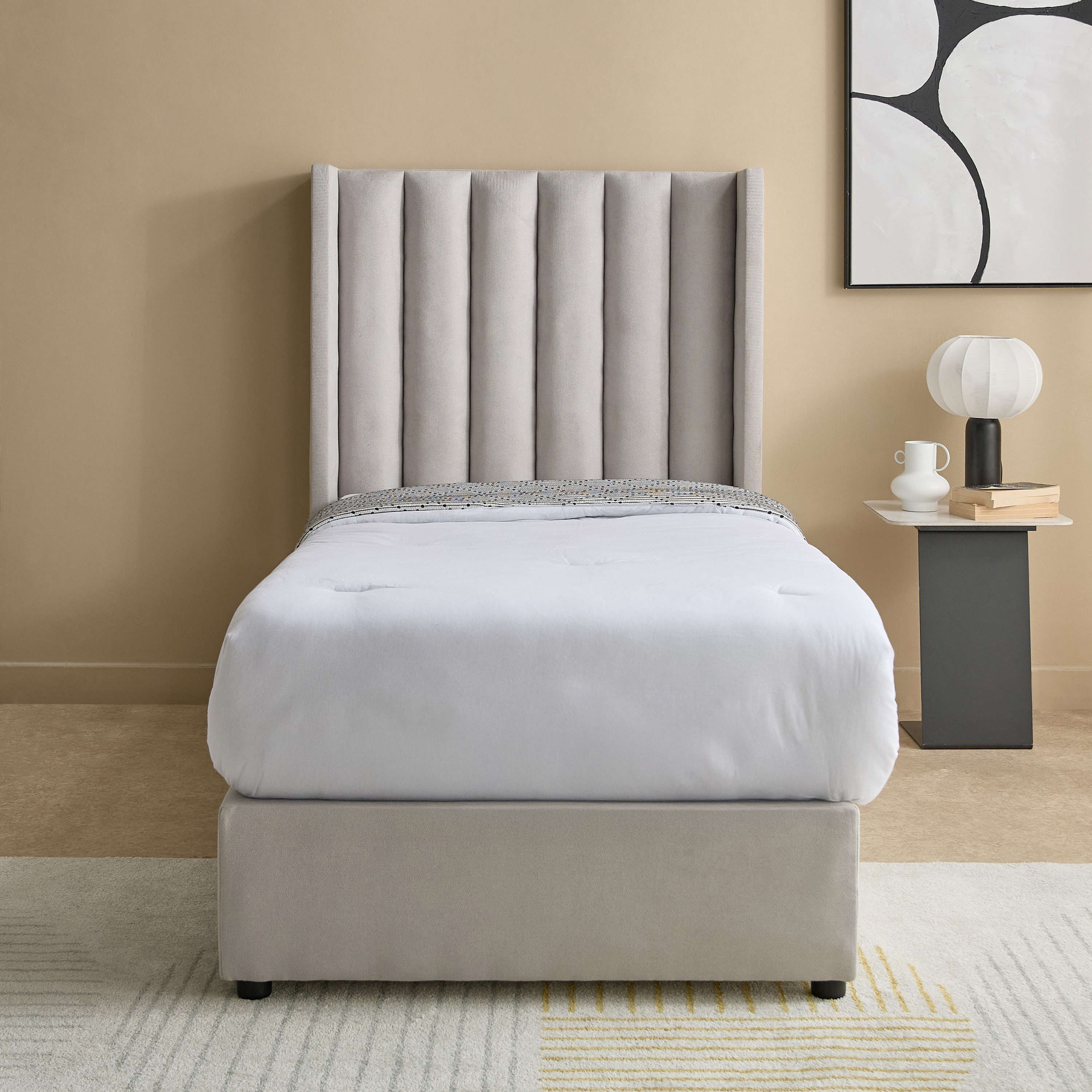 Curvy Clark Upholstered Single Bed - 90x200 cm-hbxkidsandyouth-bedsandbedsets-beds-single-image-2