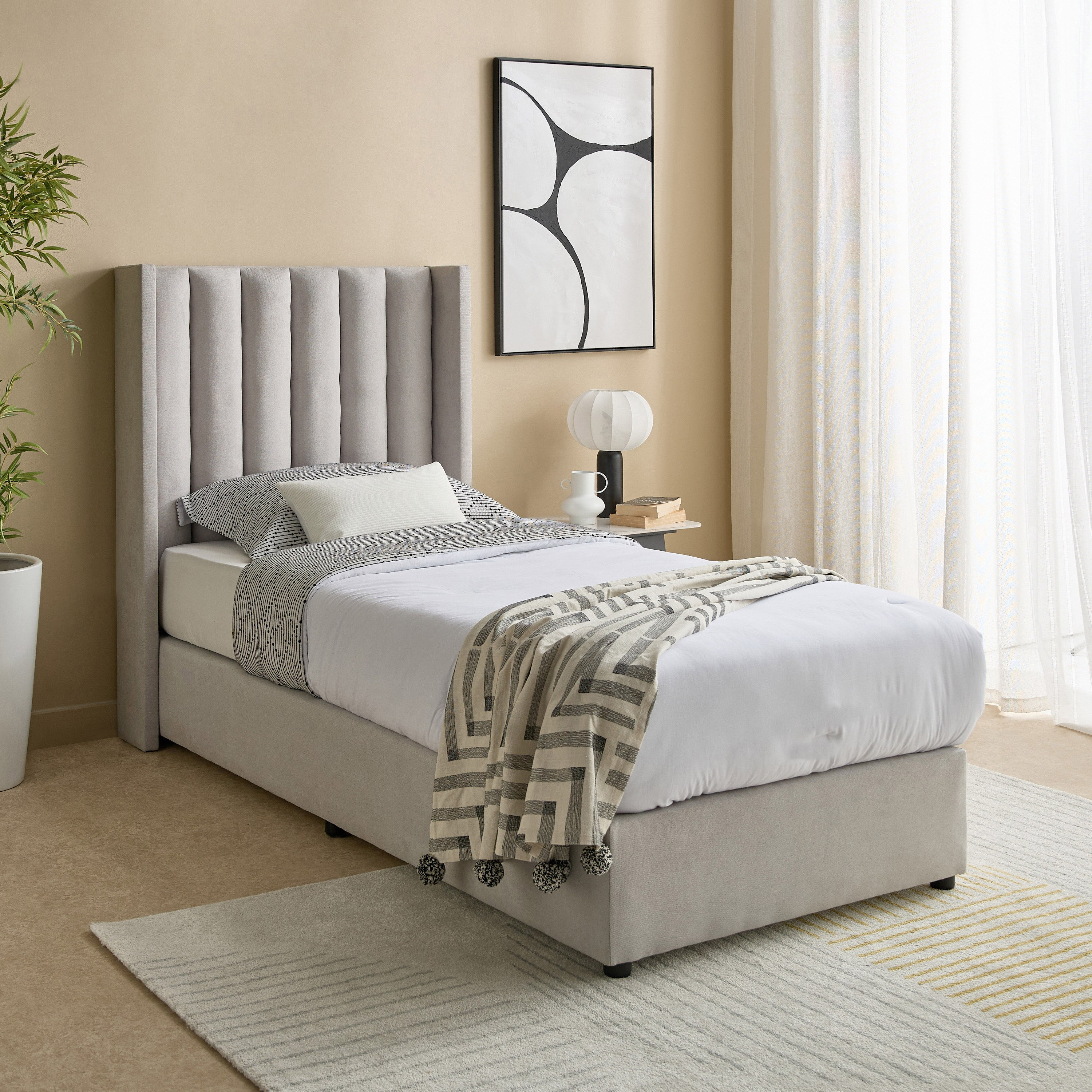Curvy Clark Upholstered Single Bed - 90x200 cm-hbxkidsandyouth-bedsandbedsets-beds-single-image-7