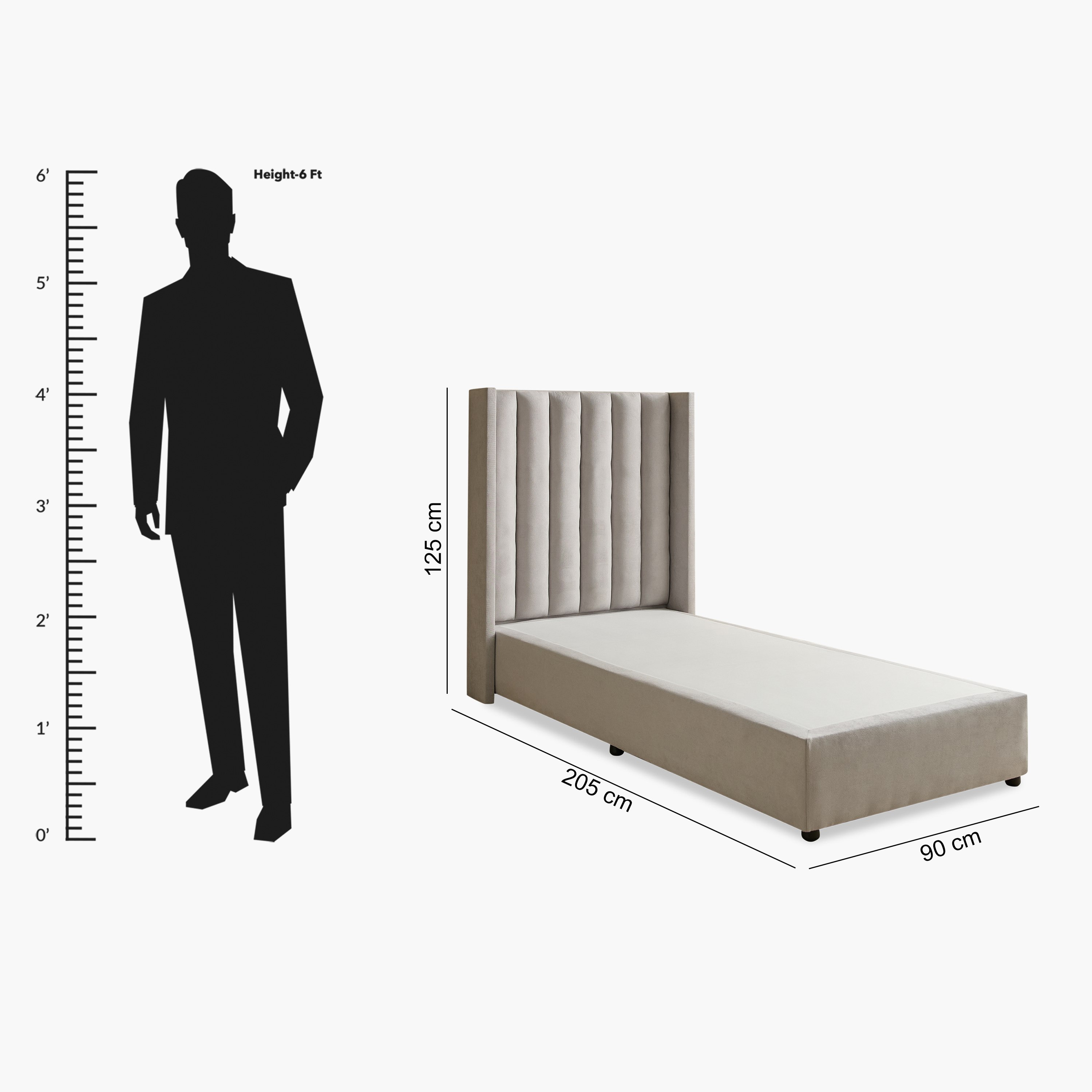 Curvy Clark Upholstered Single Bed - 90x200 cm-hbxkidsandyouth-bedsandbedsets-beds-single-image-9