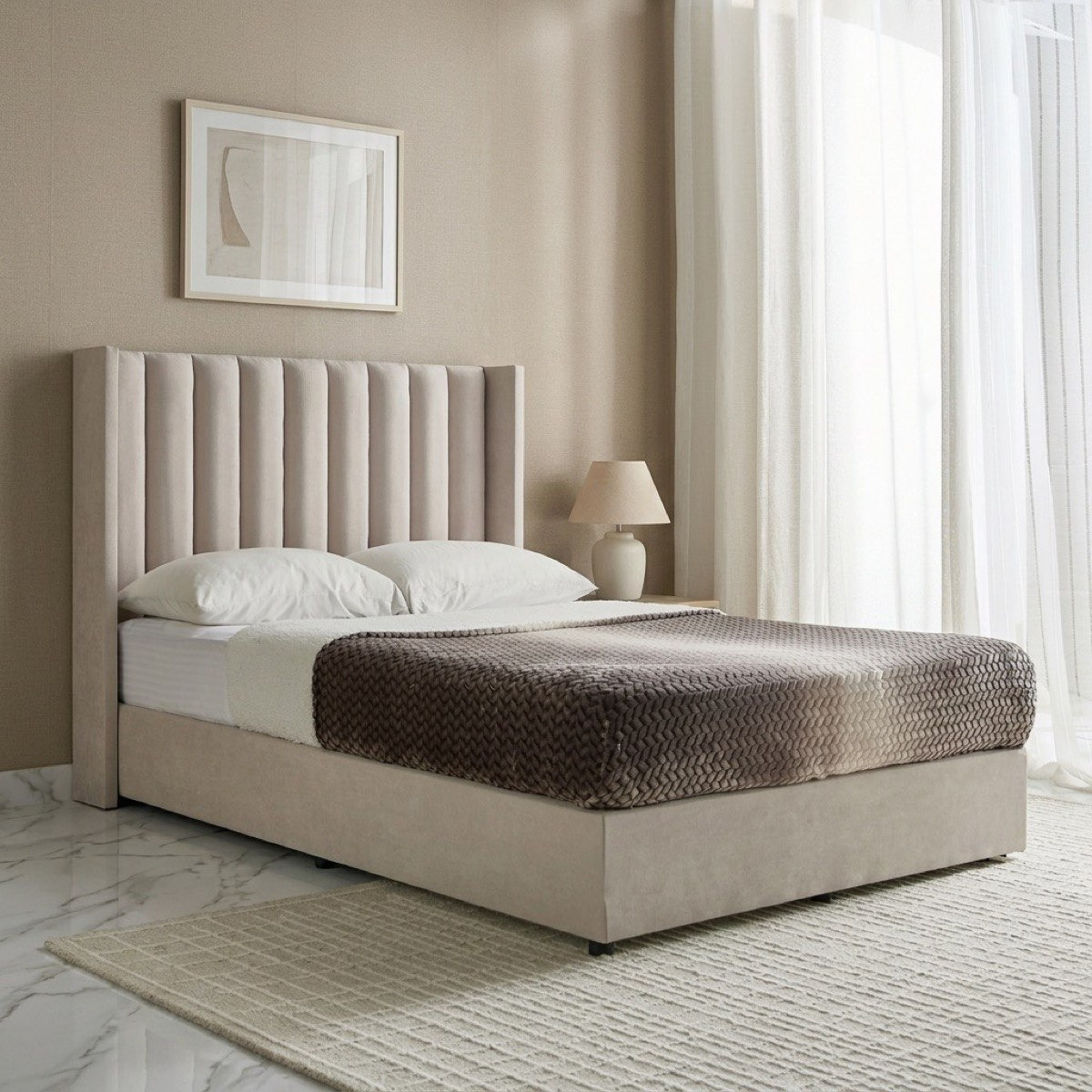 Curvy Clark Upholstered Twin Bed - 120x200 cm-hbxbedroom-bedsandbedsets-upholsteredbeds-twin-image-1