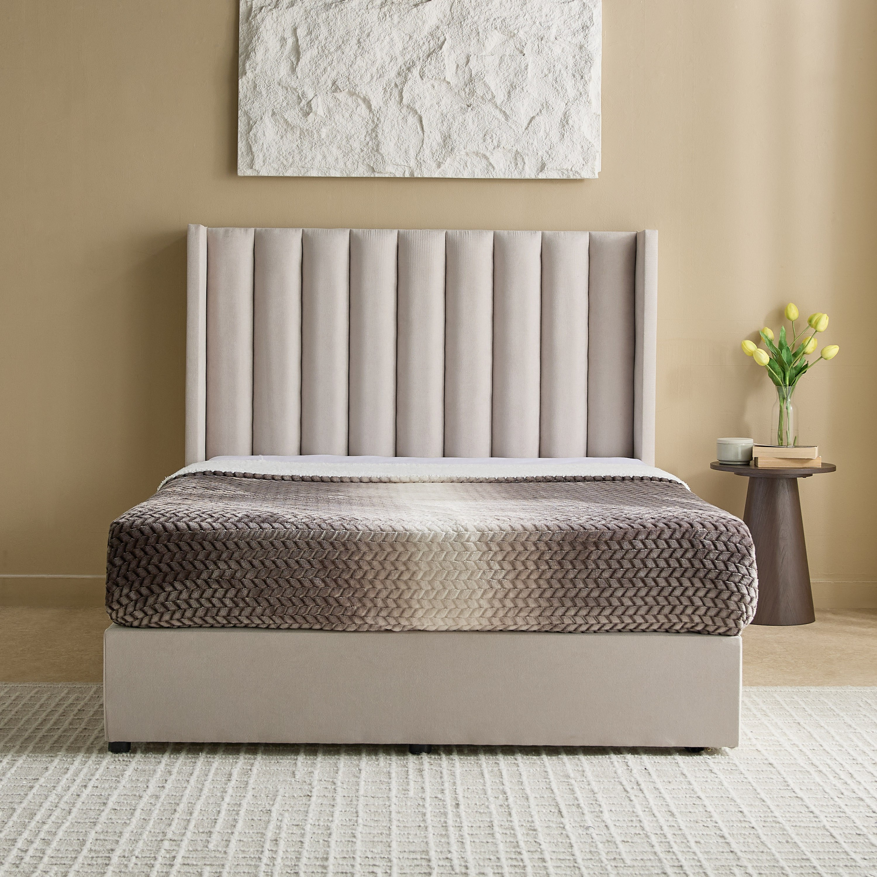 Curvy Clark Upholstered Twin Bed - 120x200 cm-hbxbedroom-bedsandbedsets-upholsteredbeds-twin-image-2