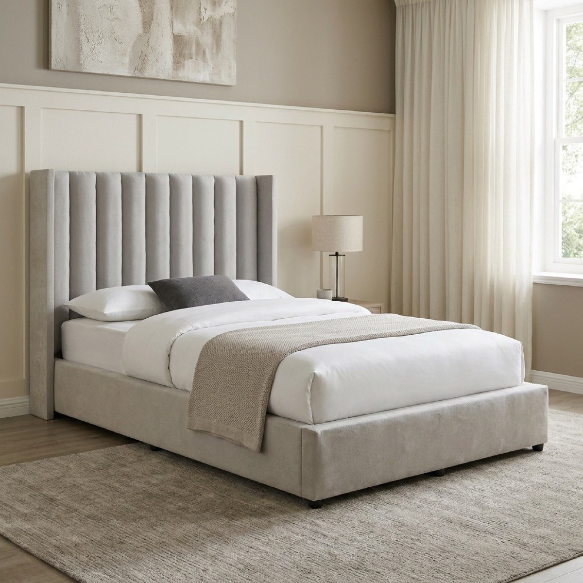 Curvy Clark Upholstered Twin Bed - 120x200 cm-hbxbedroom-bedsandbedsets-upholsteredbeds-twin-image-1