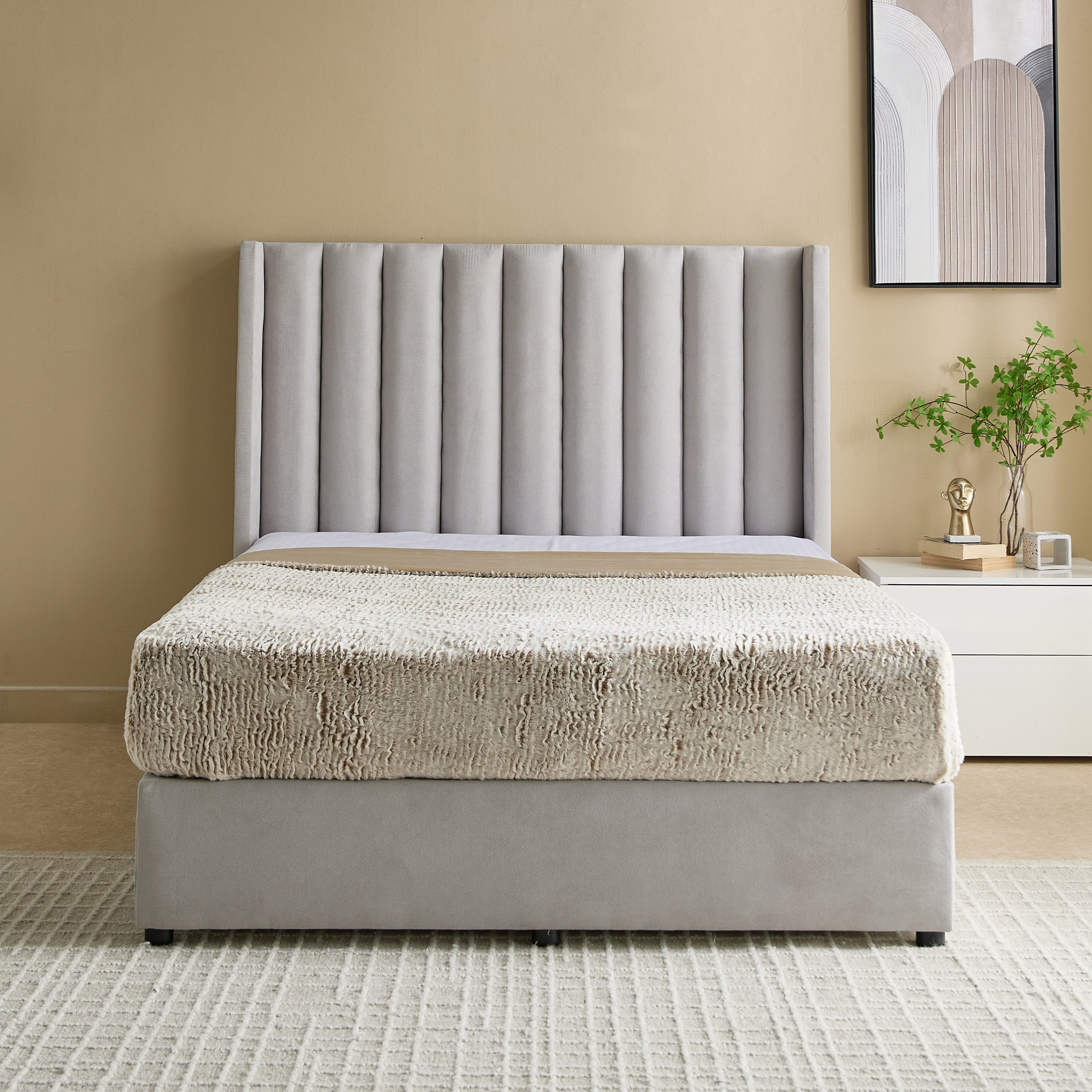 Curvy Clark Upholstered Twin Bed - 120x200 cm-hbxbedroom-bedsandbedsets-upholsteredbeds-twin-image-2
