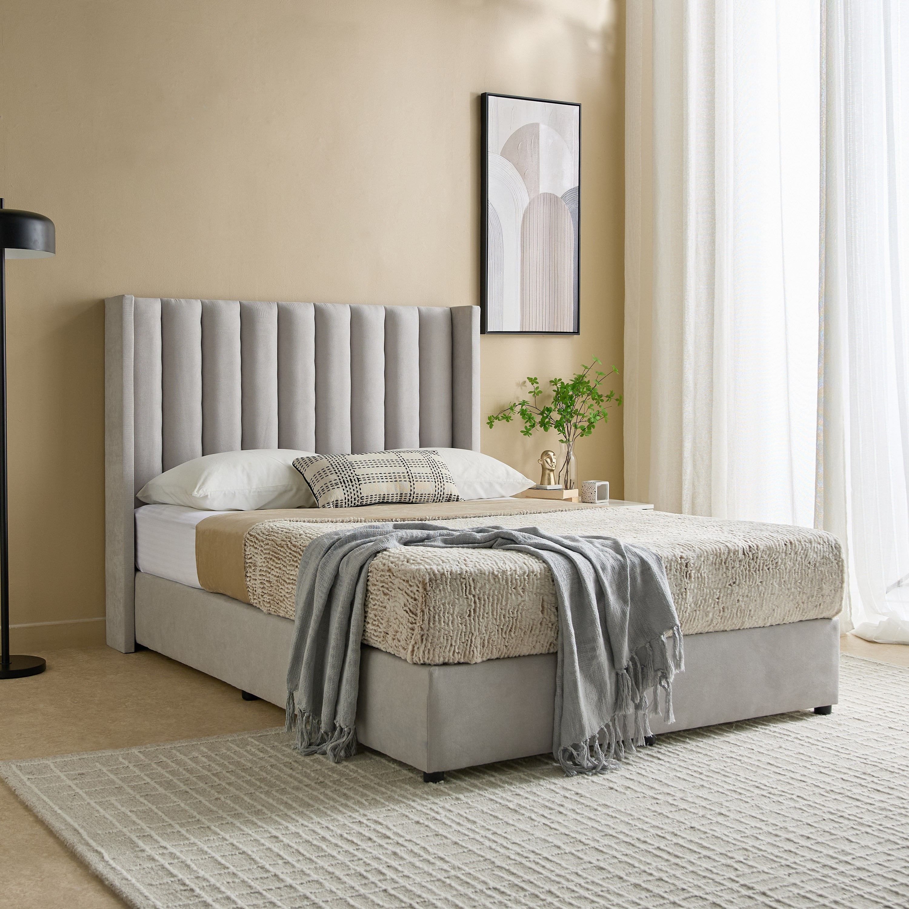 Curvy Clark Upholstered Twin Bed - 120x200 cm-hbxbedroom-bedsandbedsets-upholsteredbeds-twin-image-7